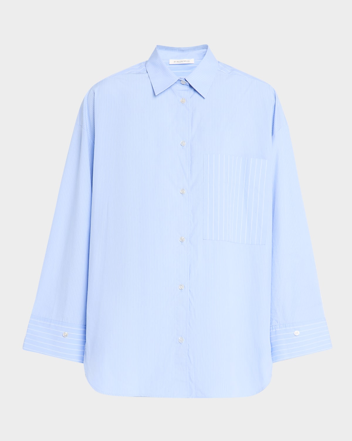 Shop By Malene Birger Derris Striped Organic Cotton Shirt In Blue Iris Stripe Small