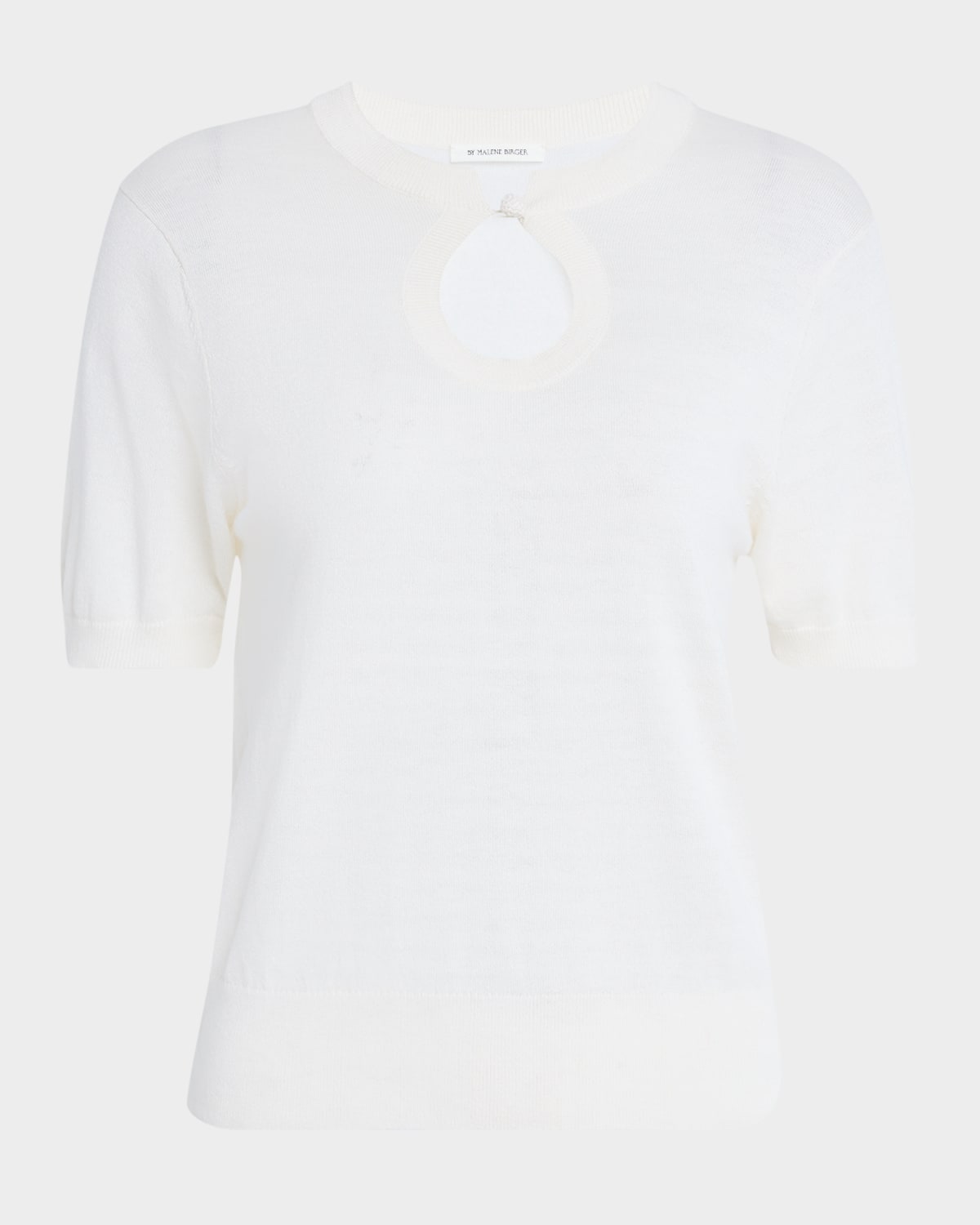 By Malene Birger Tala Keyhole Crewneck Knit Top In Soft White