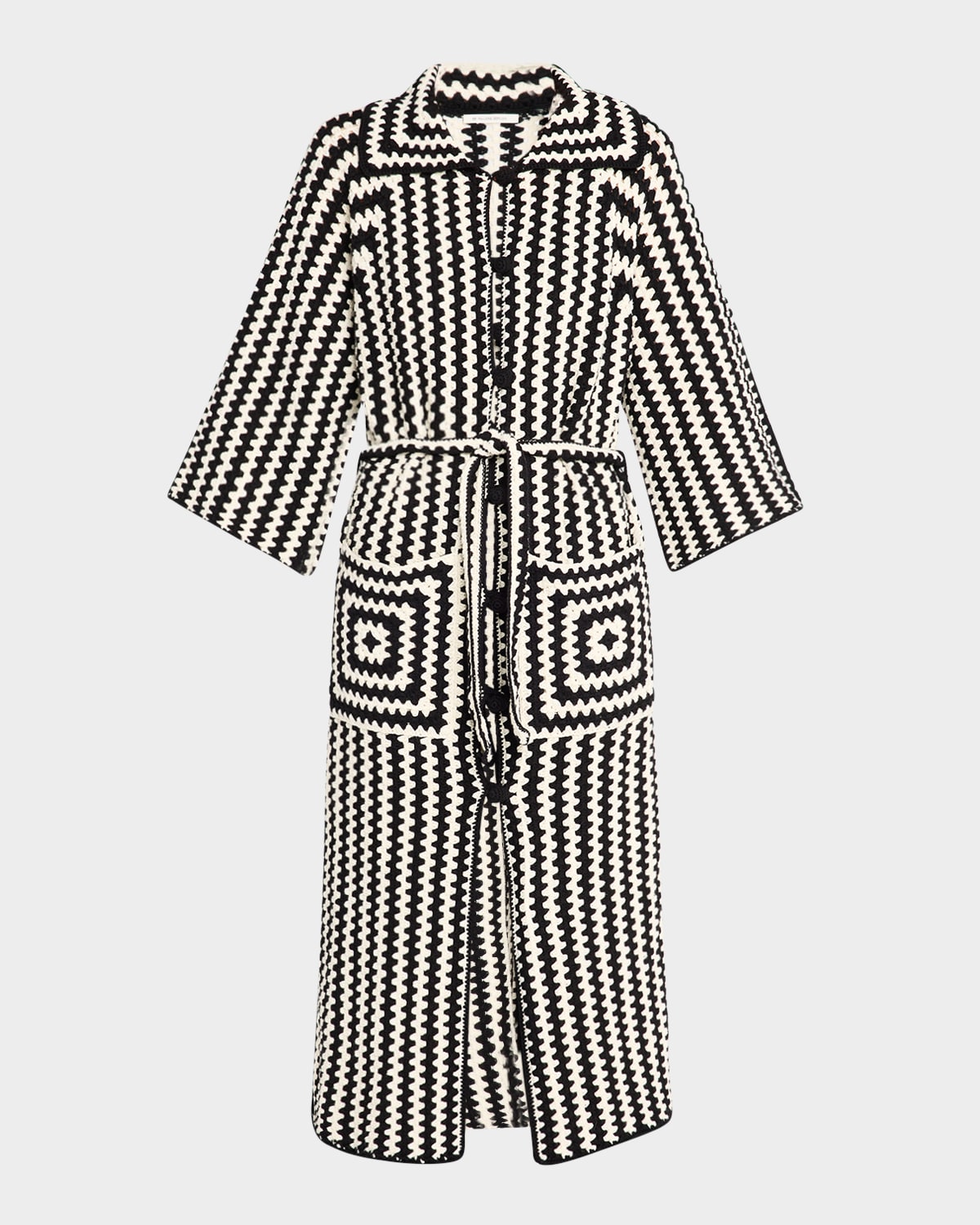 By Malene Birger Dina Crocheted Organic Cotton Cardigan In Crochet Black  White