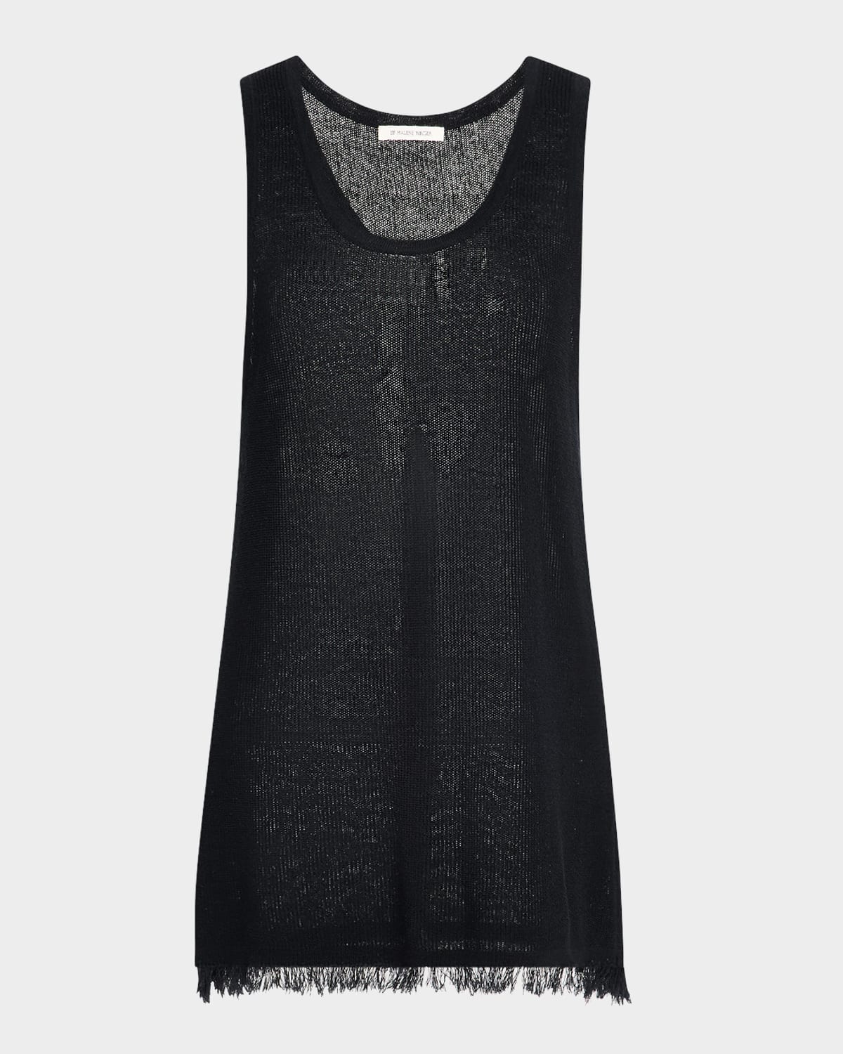 Shop By Malene Birger Rhys Fringe-hem Knit Tank In Black