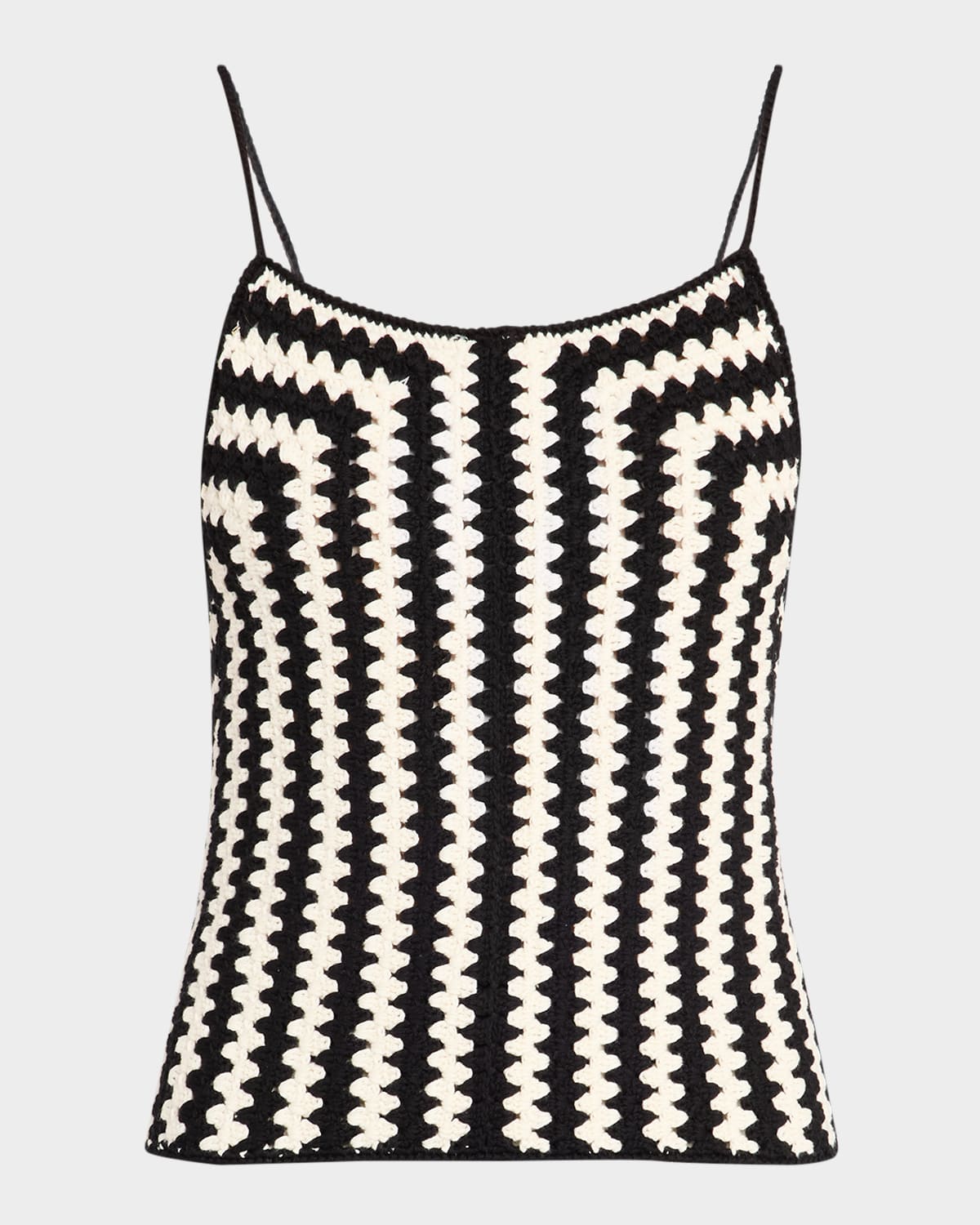 Shop By Malene Birger Doria Crochet Low-back Organic Cotton Tank In Crochet Black  White