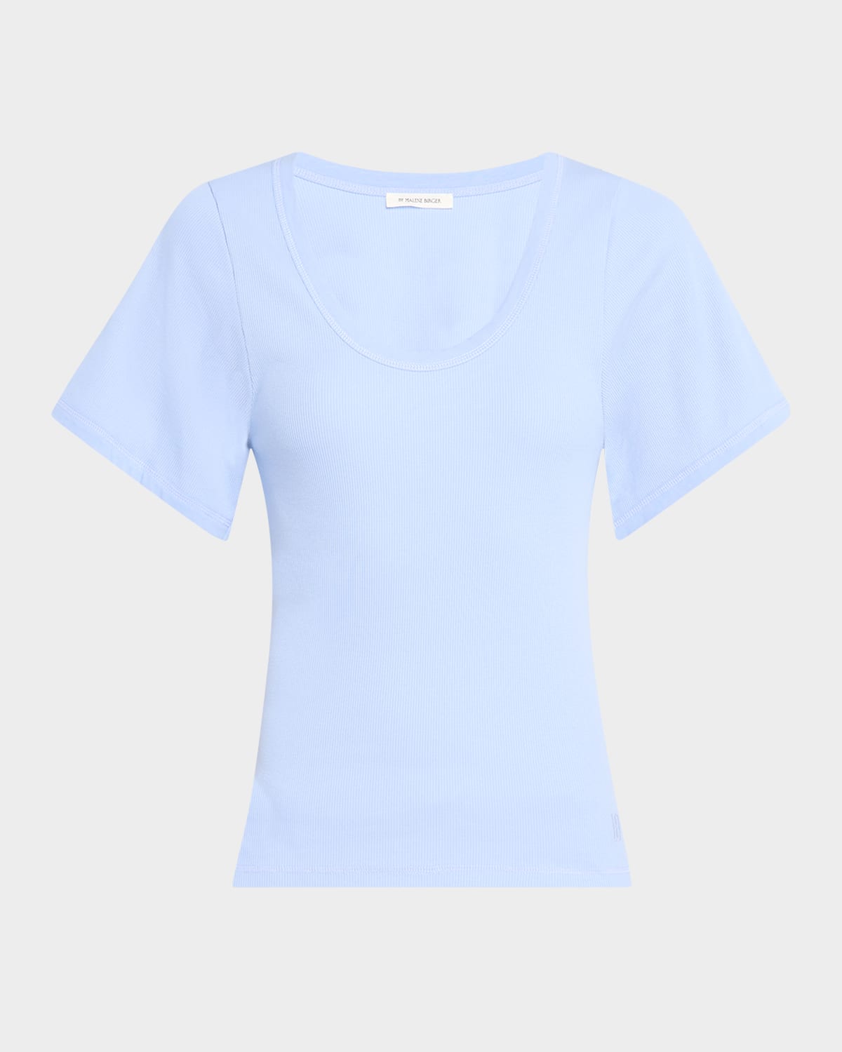 By Malene Birger Lunai Ribbed Stretch Organic Cotton T-shirt In Blue Iris