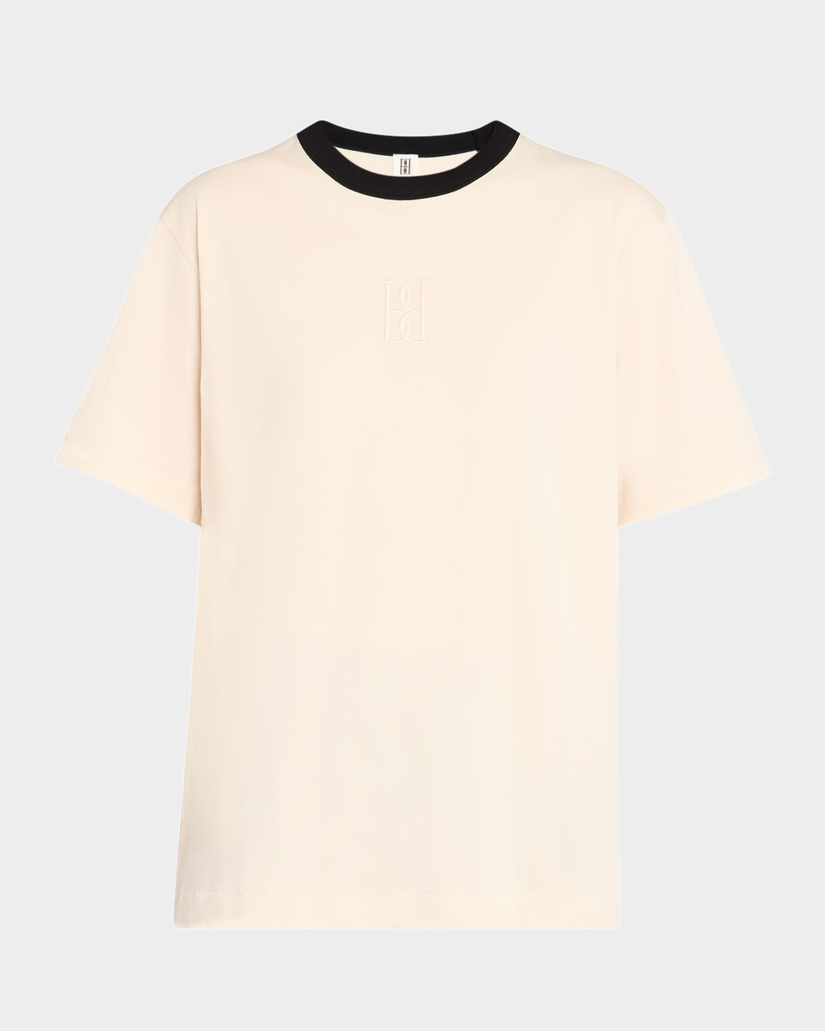 By Malene Birger Fayeh Monogram Contrast-trim T-shirt In Oyster Gray