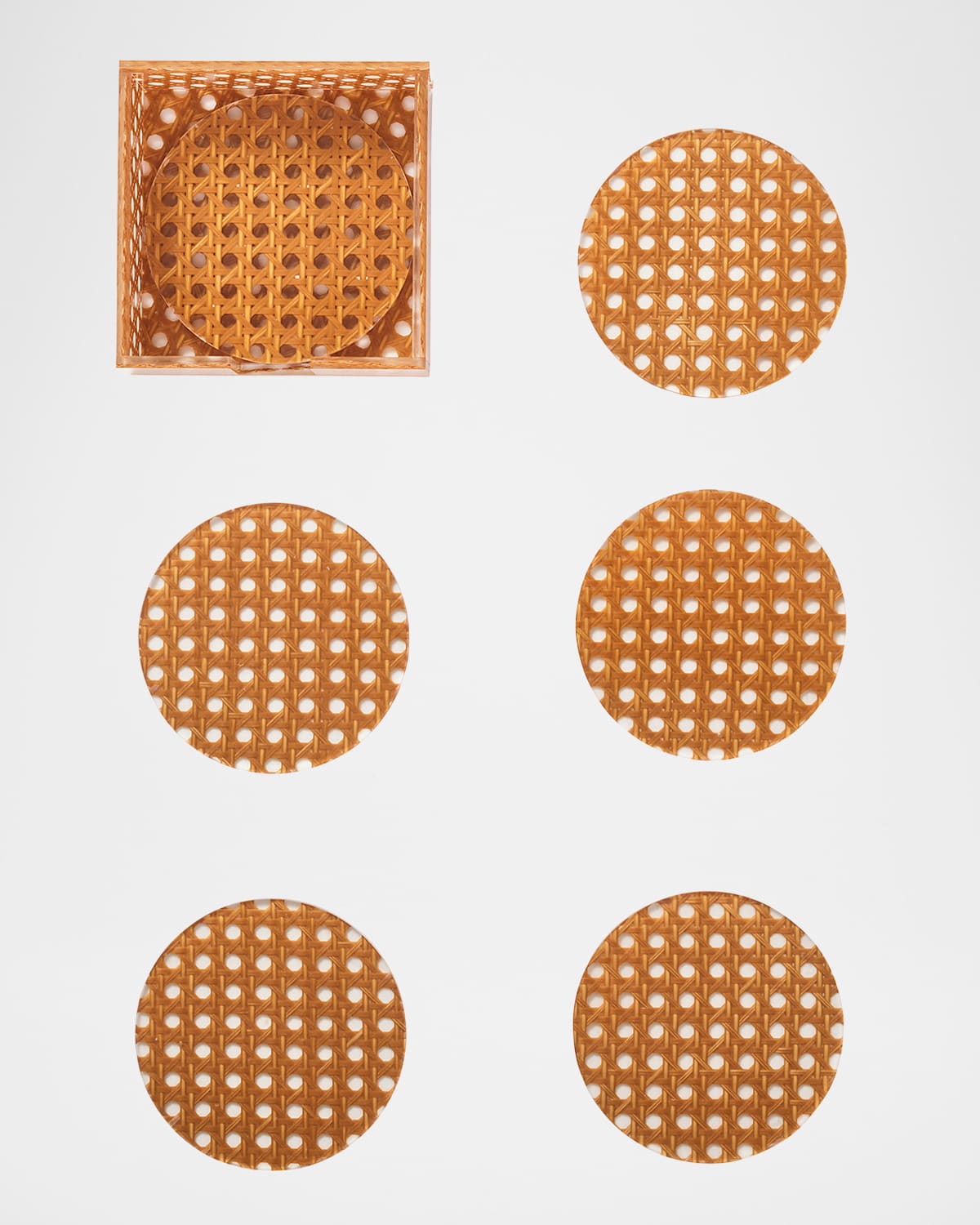 Kim Seybert Reed Acrylic Coasters, Set Of 6 In Natural