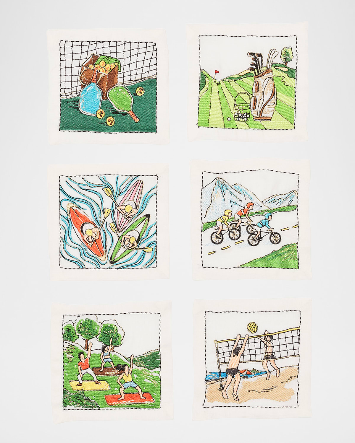 Kim Seybert Venture Cocktail Napkins, Set Of 6 In White/multi