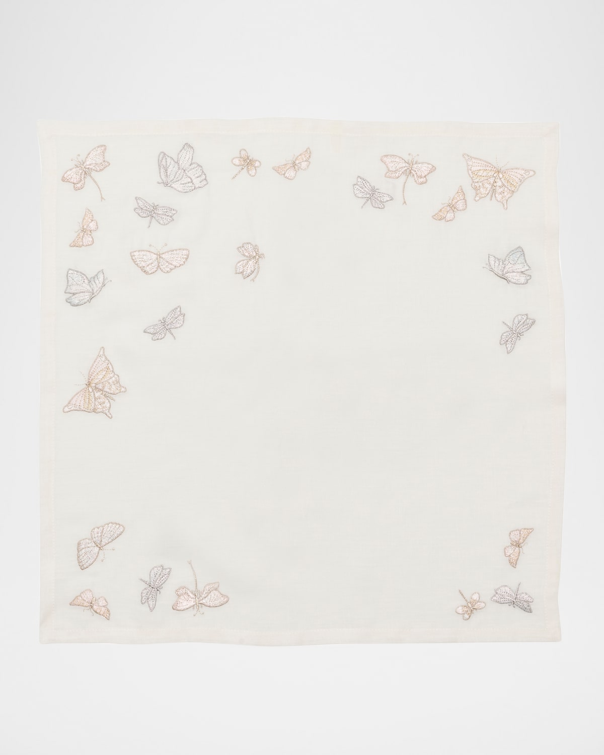 Kim Seybert Monarch Garden Linen Napkin In White/iridescent
