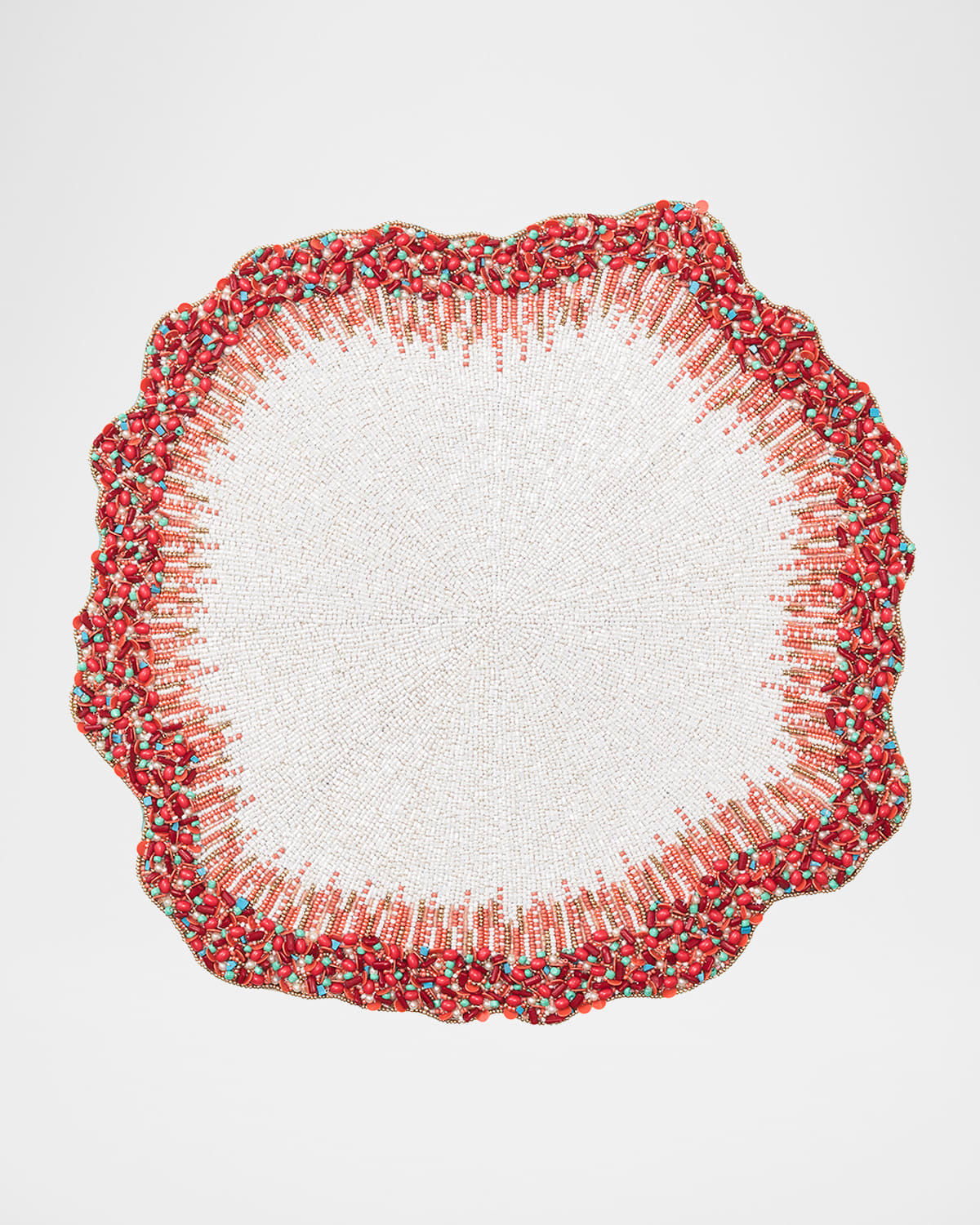 Kim Seybert Reef Chic Beaded Placemat In White/coral/turq