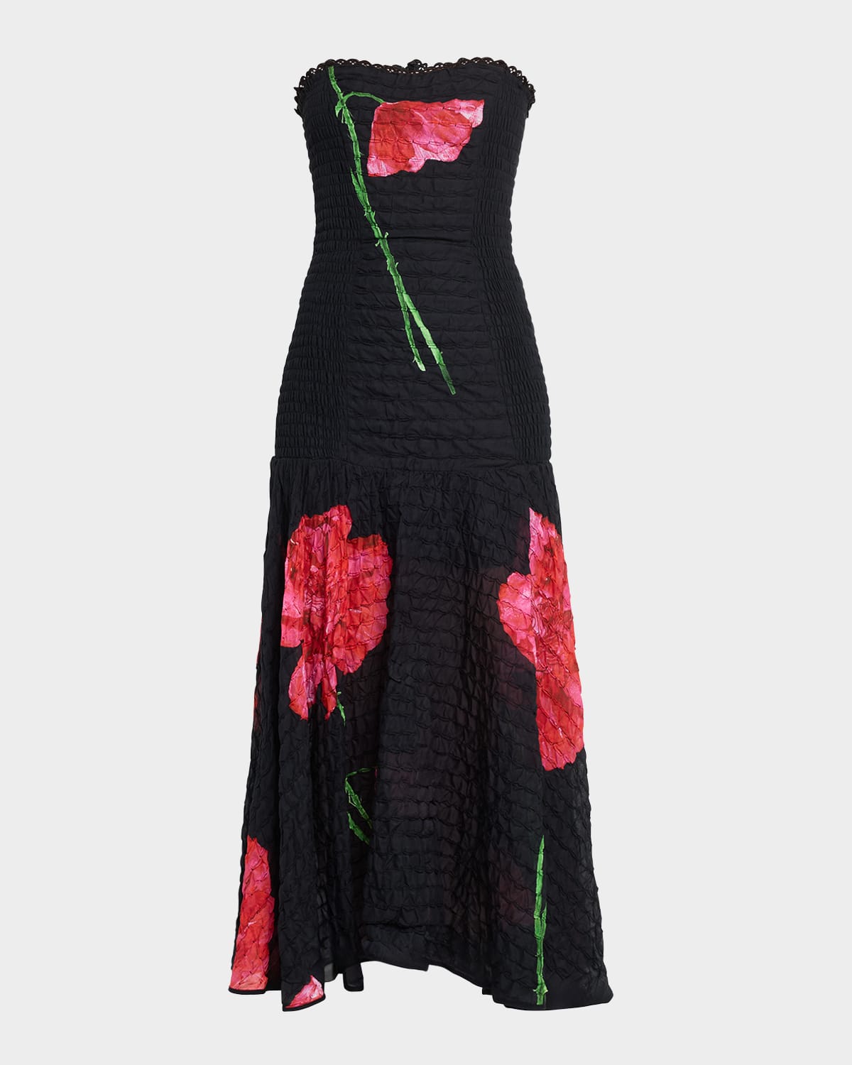 Charo Ruiz Ibiza Opal Floral-print Cotton-blend Midi Dress In Black