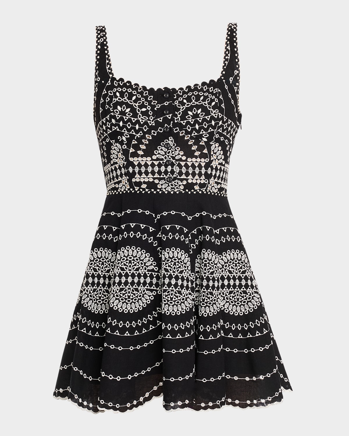 Charo Ruiz Winnie Broderie Anglaise Cotton-blend Mini Dress In Black