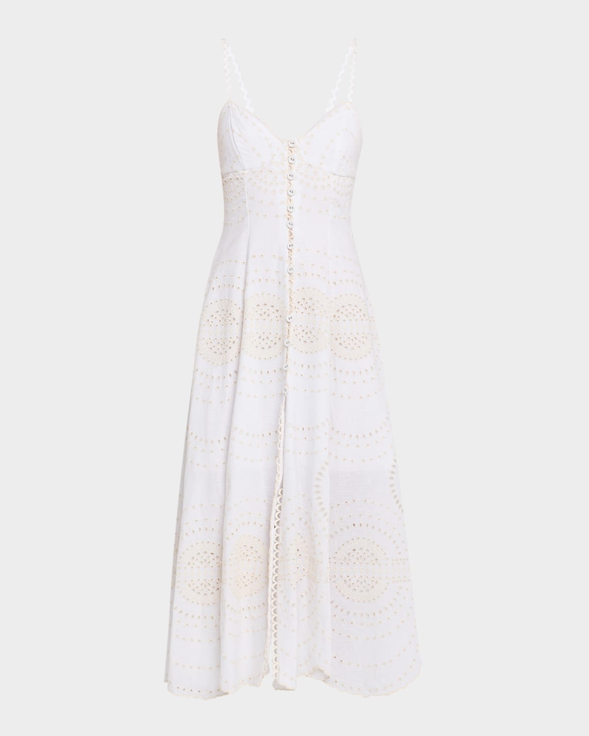 Charo Ruiz Catta Embroidered Button-front Midi Dress In Ivory