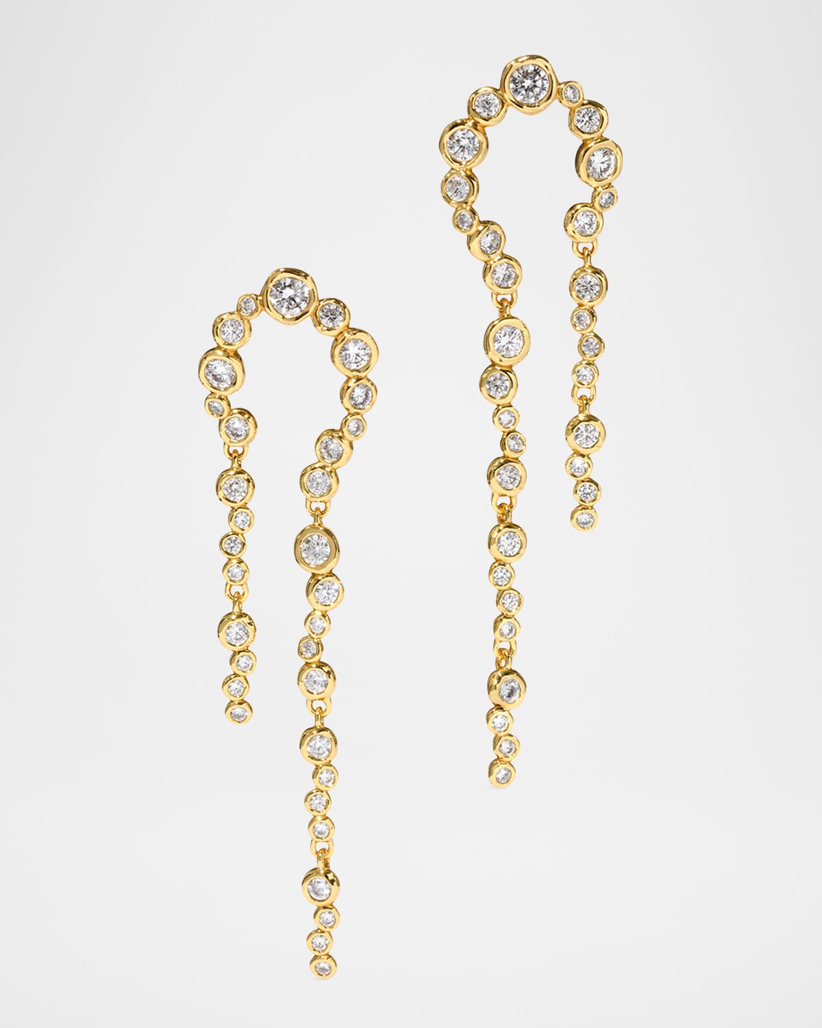 Asterales Gold CZ Arched Long Earrings