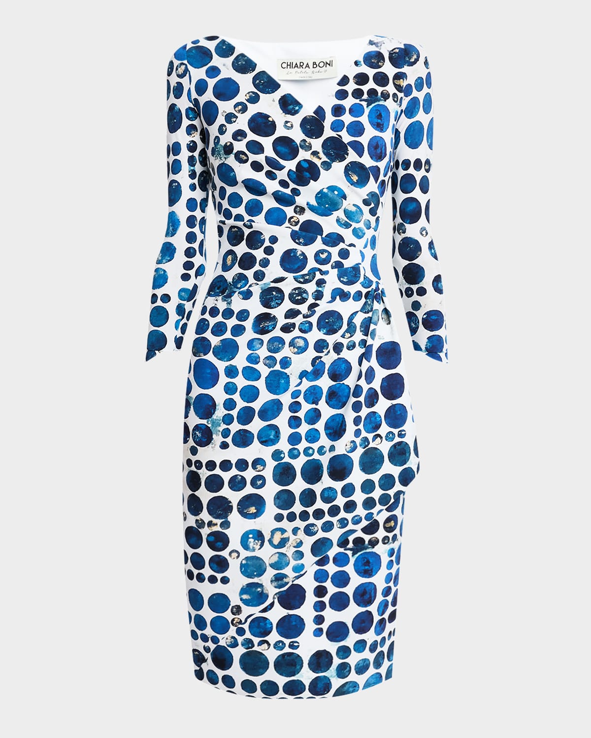 CHIARA BONI LA PETITE ROBE CHARISSE PLEATED DOT-PRINT BODYCON DRESS 
