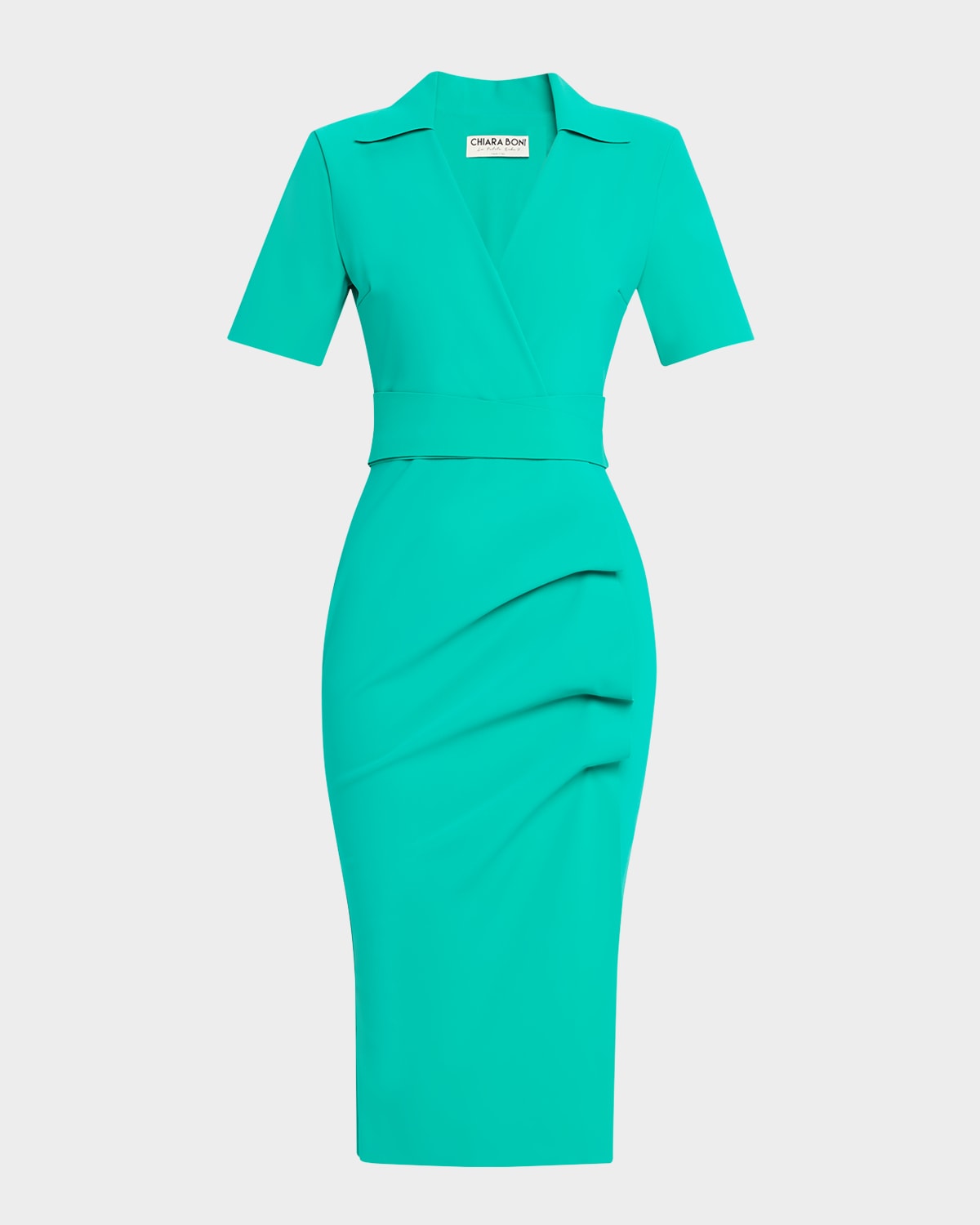 Chiara Boni La Petite Robe Ittig Ruffle Bodycon Midi Dress In Emeraude