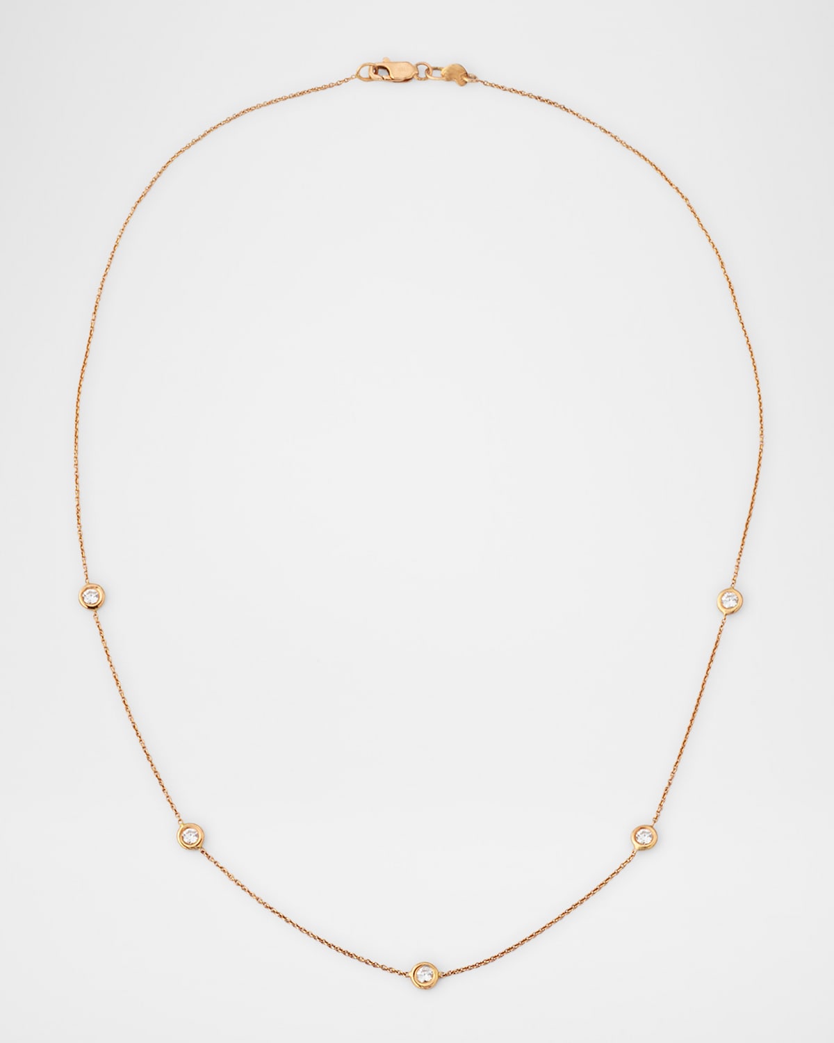 18K Rose Gold 5 Diamond Dot Necklace, 0.4tcw