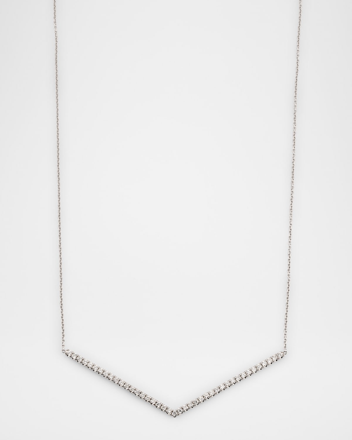 18K White Gold Diamond Chevron Necklace