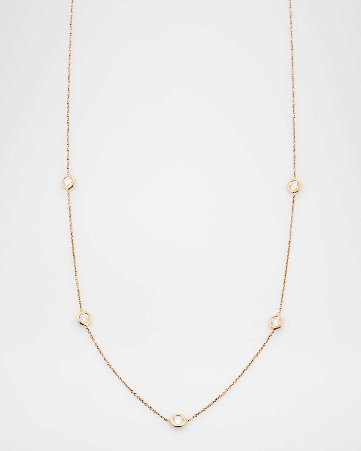 18K Rose Gold 5 Diamond Necklace, 0.6tcw