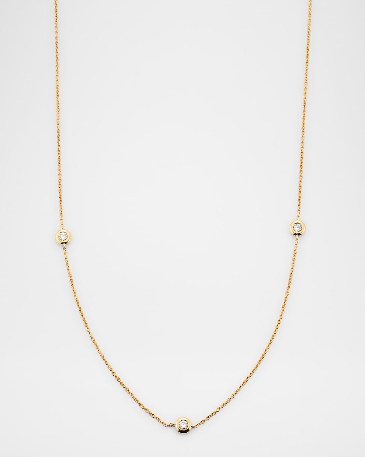 18K Yellow Gold 3 Diamond Dot Necklace, 0.24tcw