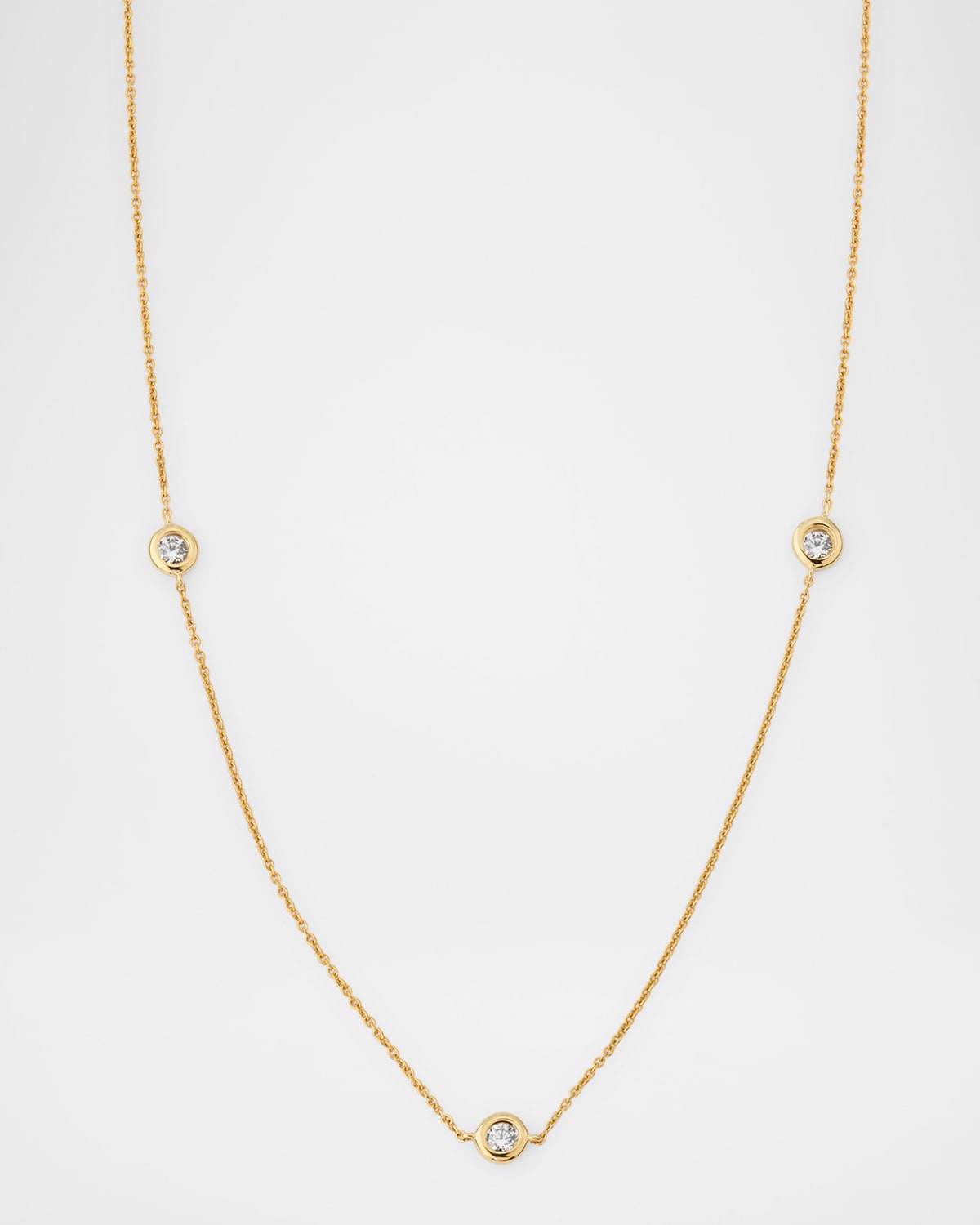 18K Yellow Gold 3 Diamond Dot Necklace, 0.4tcw