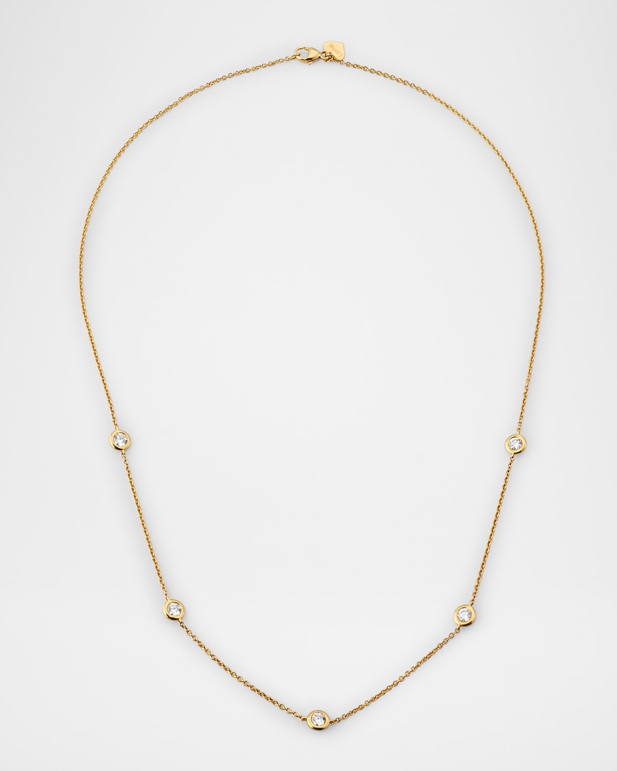 18K Yellow Gold 5 Diamond Dot Necklace, 0.92tcw