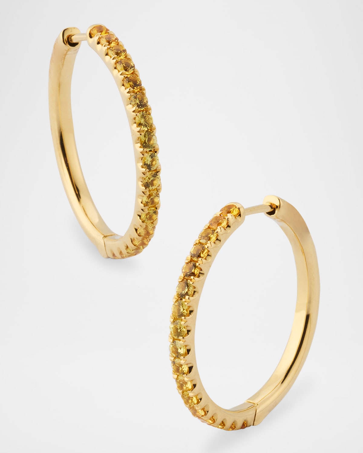 18K Yellow Gold Yellow Sapphire Hoop Earrings