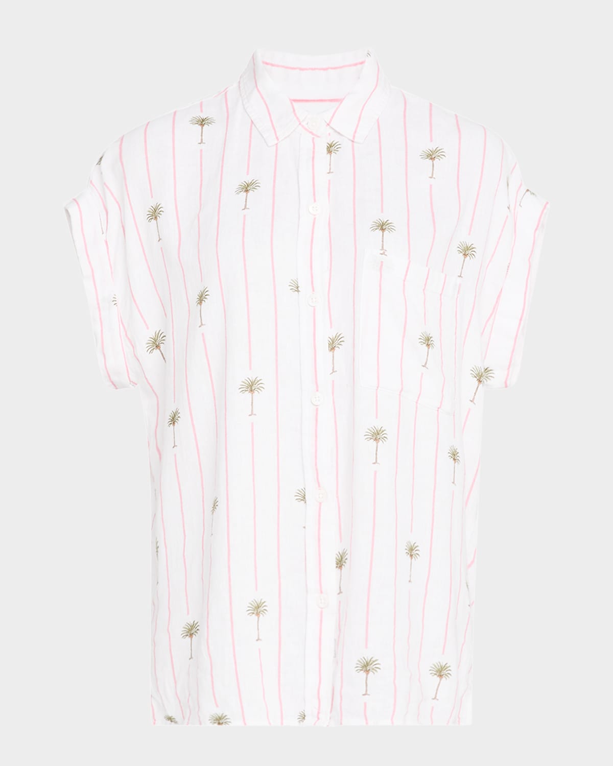 Whitney Striped Palm Button-Front Blouse