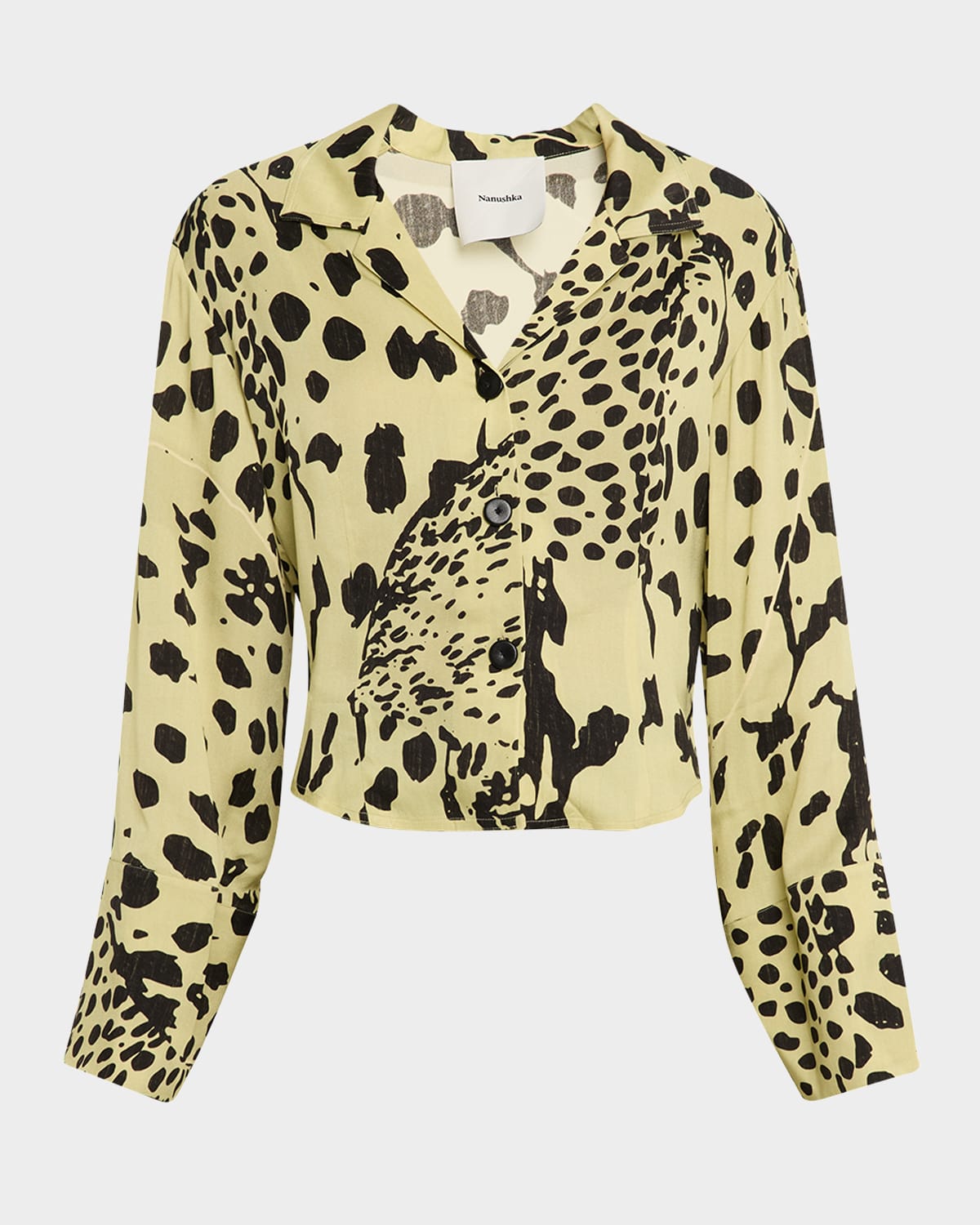 Cadie Cheetah-Print Georgette Blouse