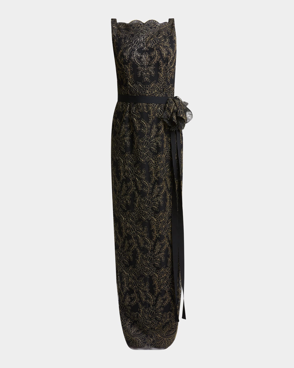 ERDEM SLEEVELESS PENCIL EMBROIDERED GOWN 