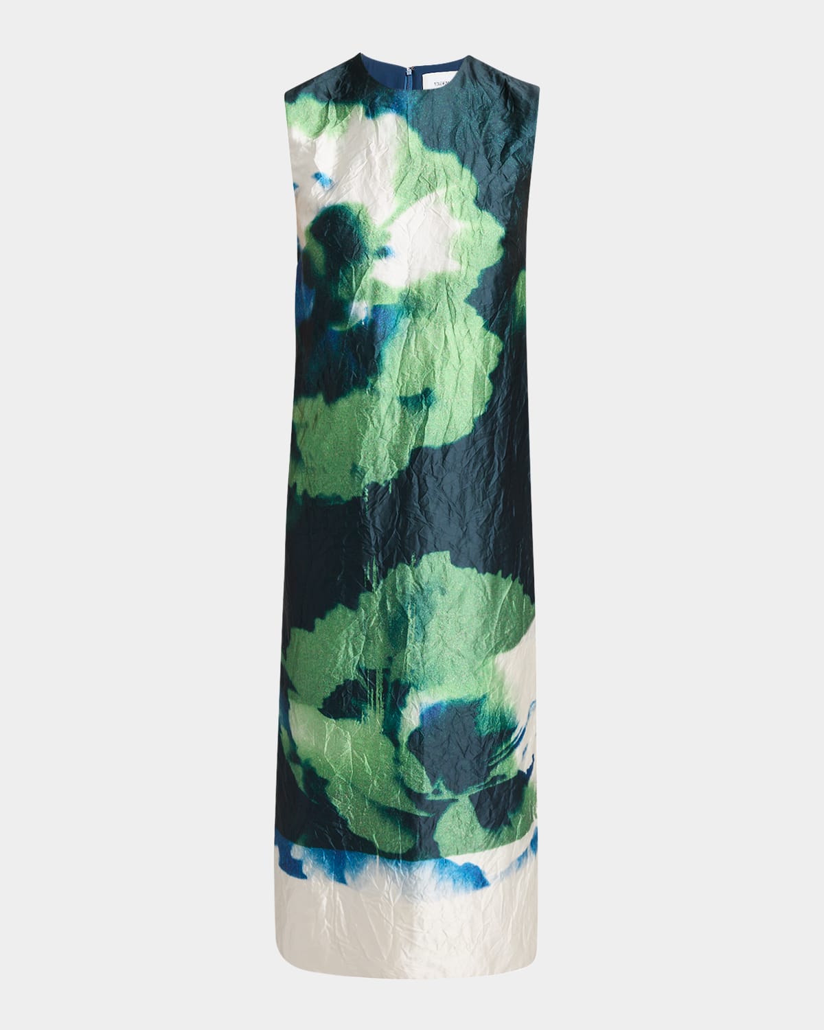 ERDEM FLORAL CRINKLE EFFECT PENCIL MIDI DRESS 