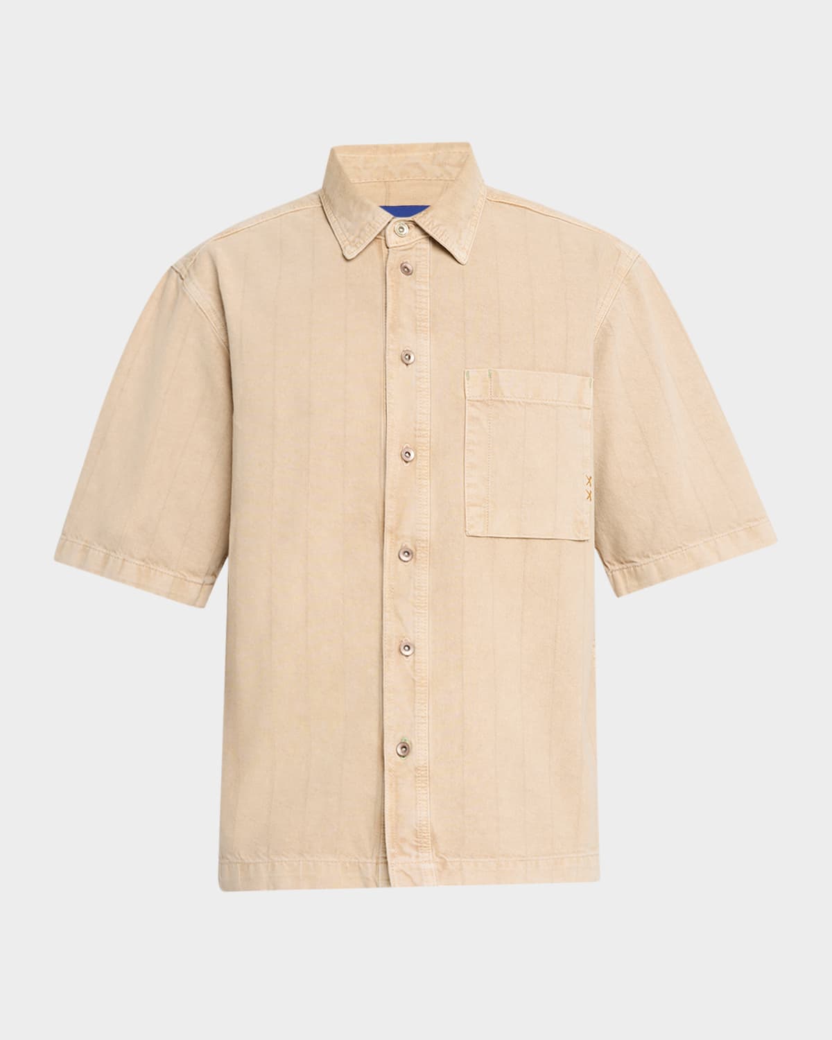 Men's Washed Denim Short-Sleeve Shirt
