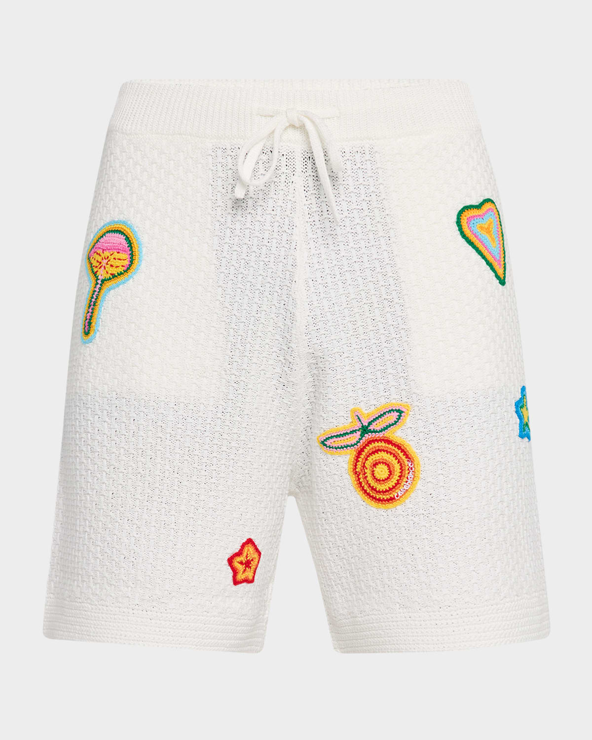 Casablanca Patch-detailing Crochet Shorts In White