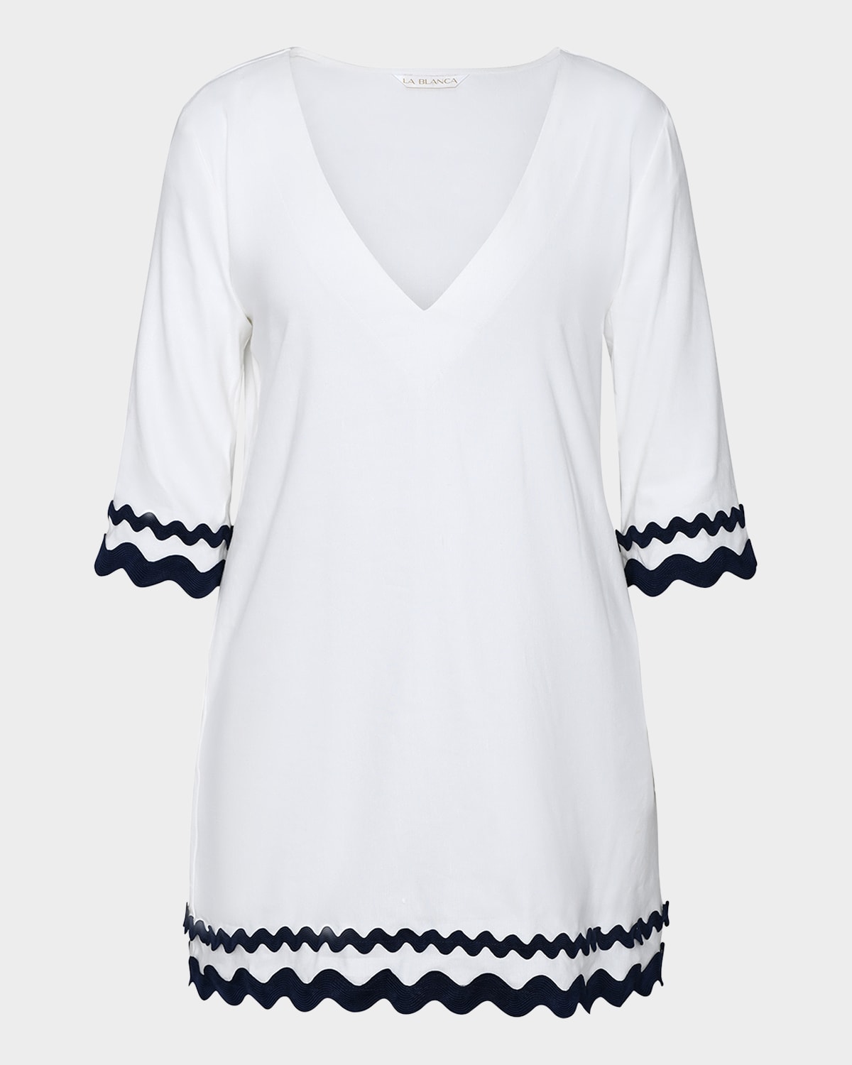 La Blanca Poolside V-neck Tunic Coverup In White