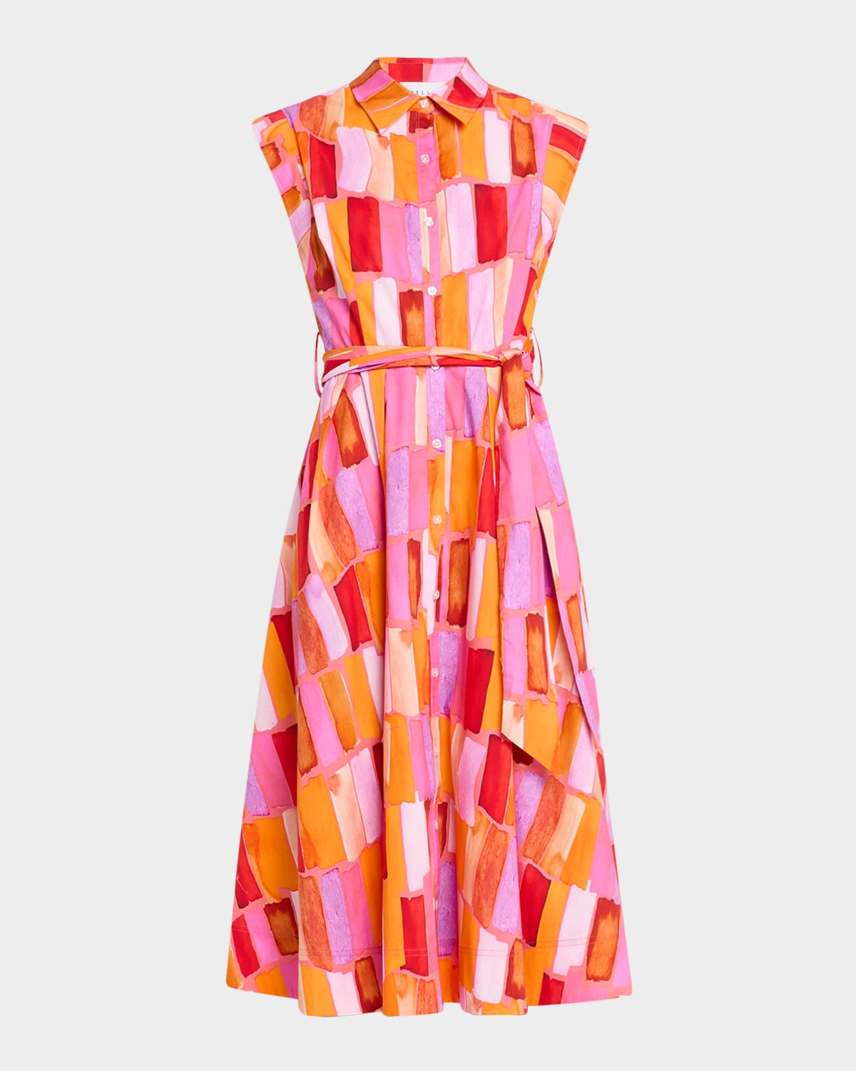 Jules Sunset Tile Poplin Midi Dress