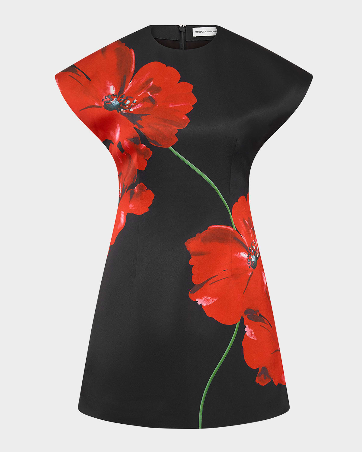 Rebecca Vallance Chaya Floral-print Duchesse-satin Mini Dress In Poppy Print