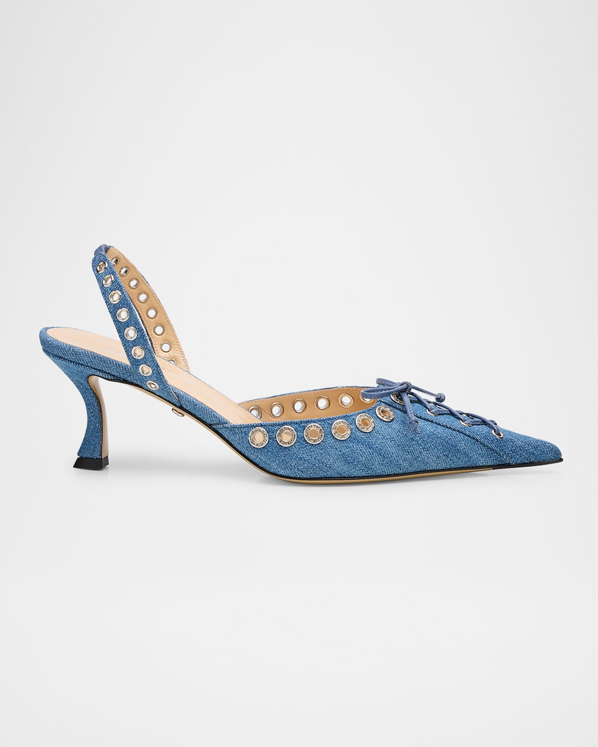 Mach&mach Crystalized Corset Denim Slingback Pumps
