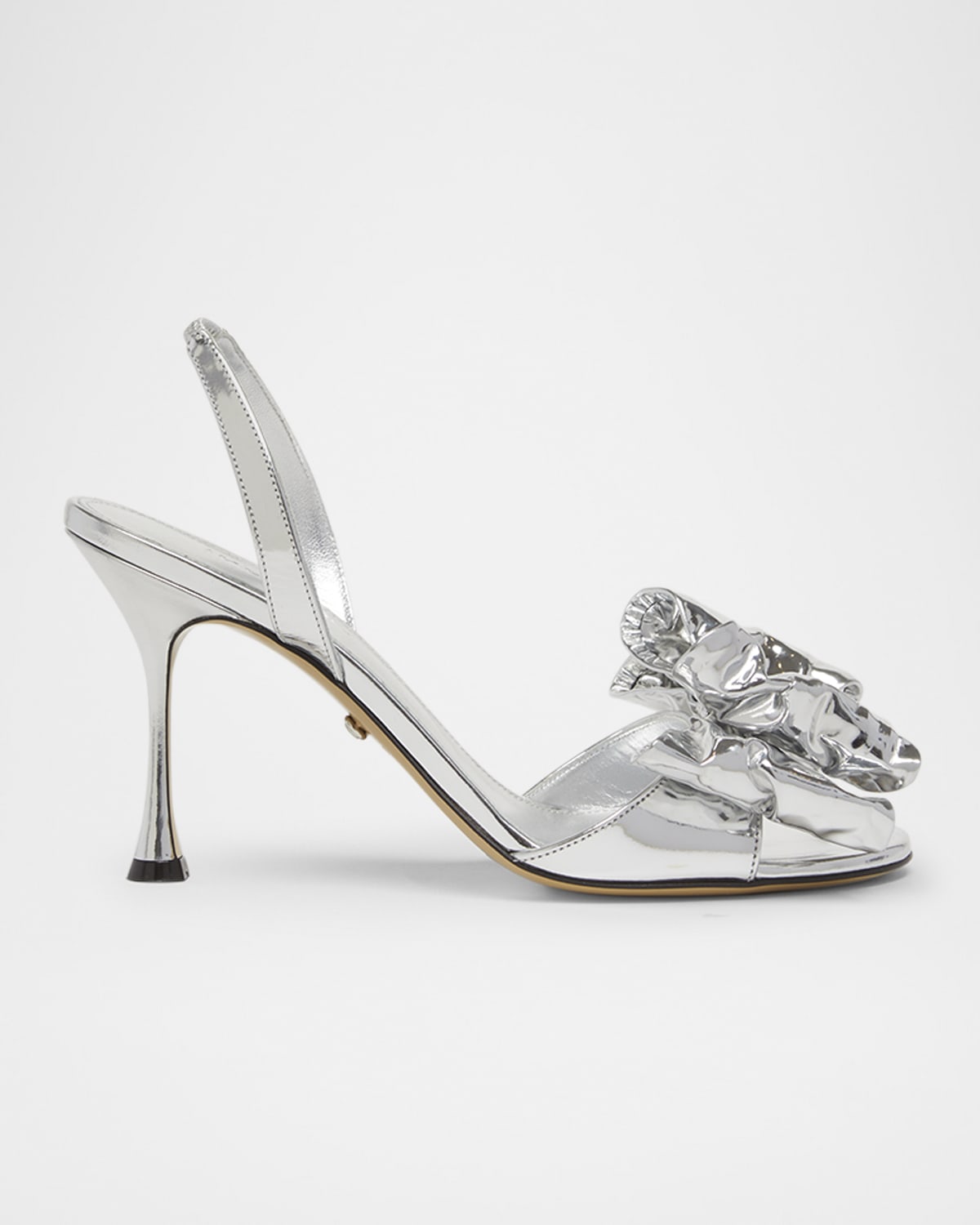 Mach&mach Le Cadeau Leather Mirror Sandals In Silver