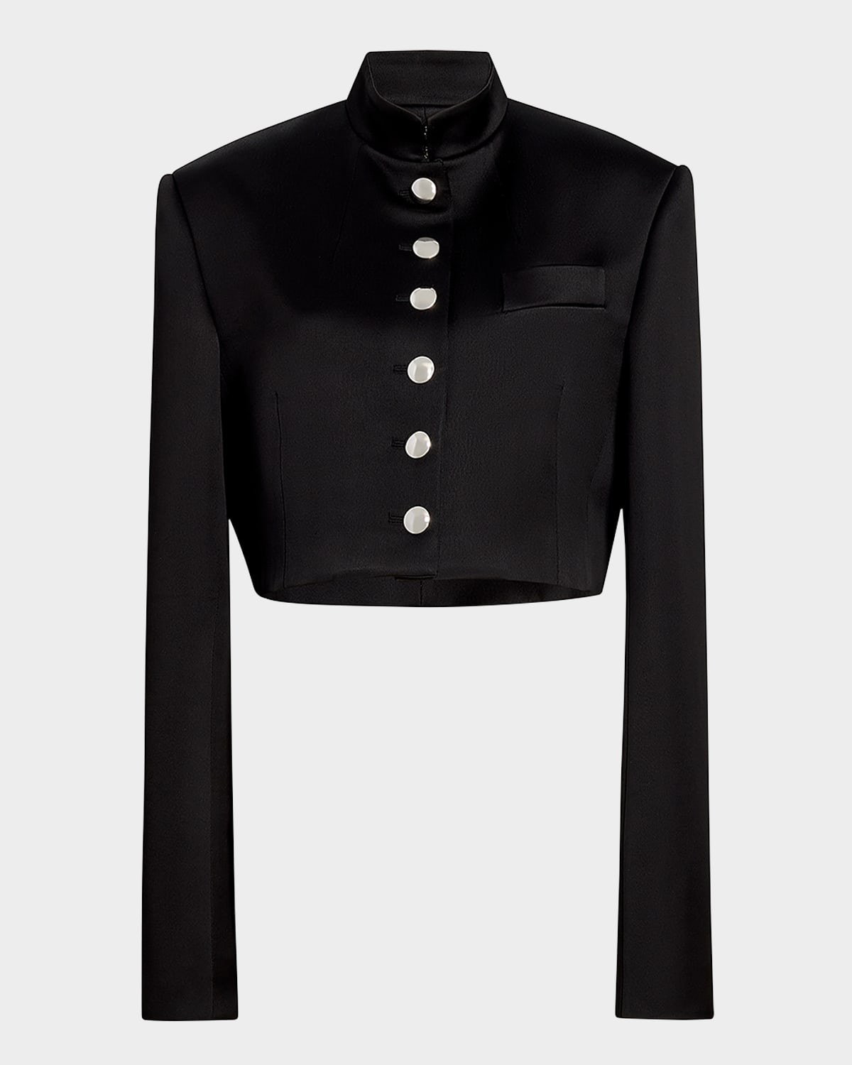 Khaite Samuelson Cropped Duchesse-satin Jacket In Black