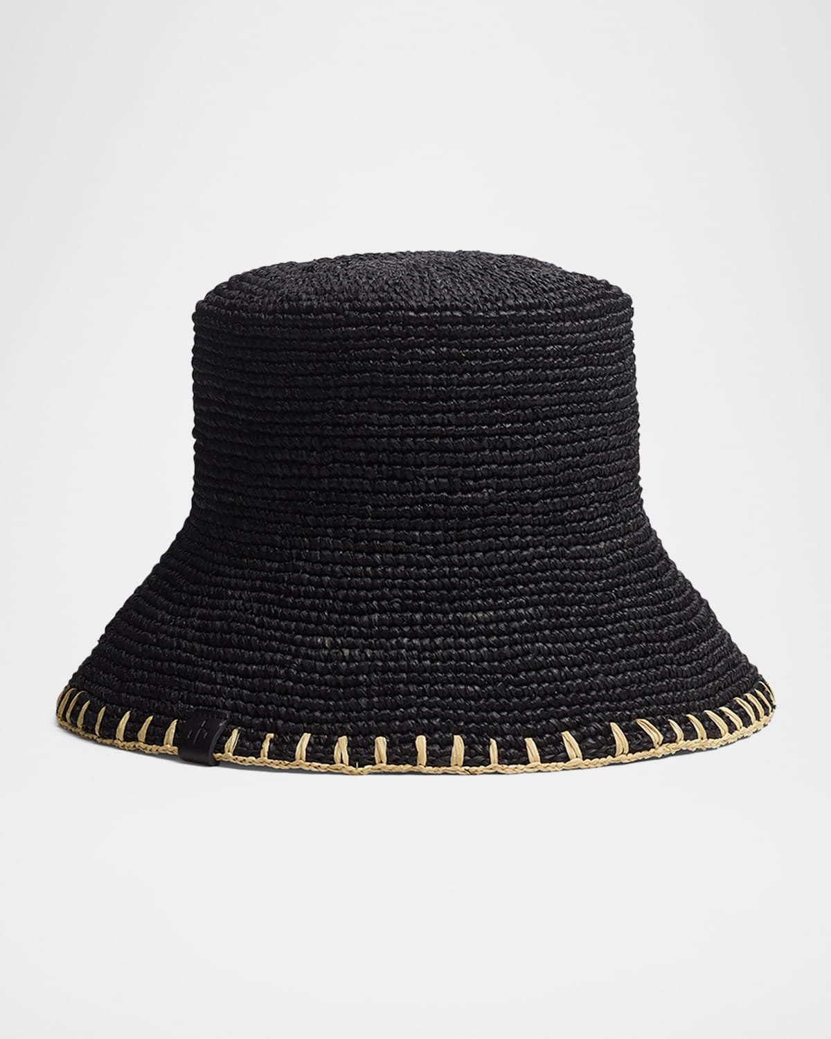 Jade Rollable Whipstitch Raffia Bucket Hat