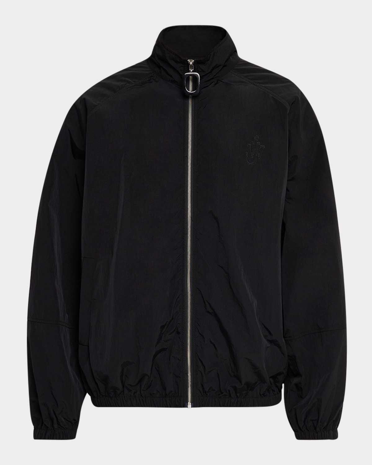 Jw Anderson Black Jacket With Mock Neck And Raglan Sleeves In Tech Fabric Man In Black