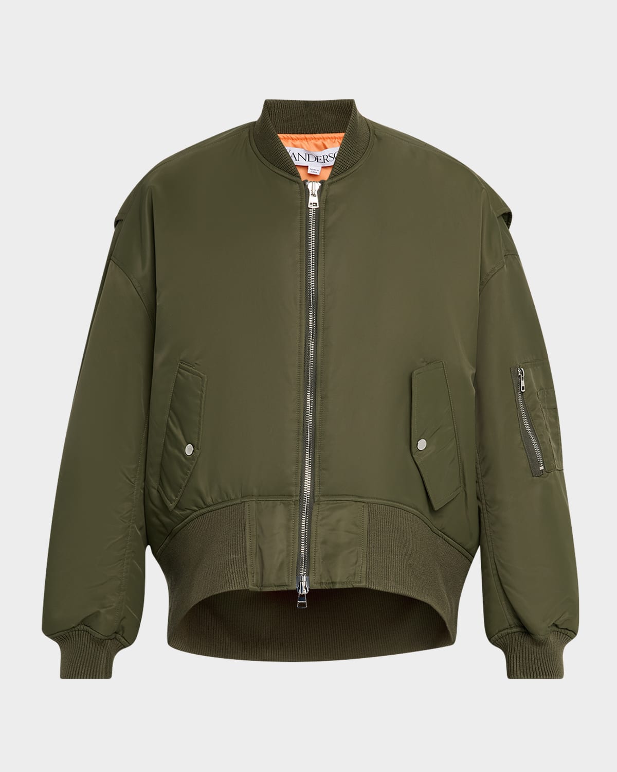 Men's Oversized Curved-Hem Bomber Jacket