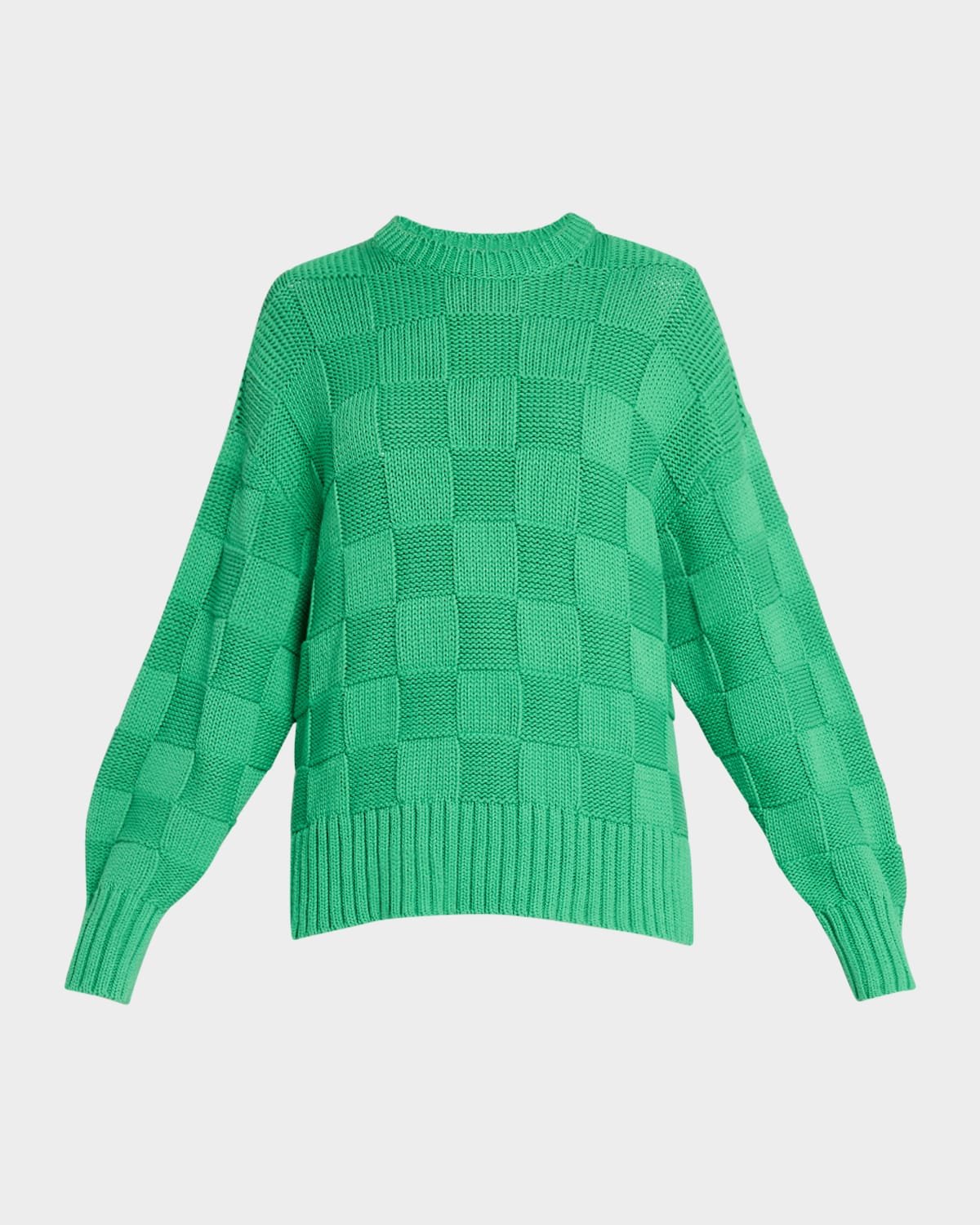 Guest In Residence Checker Cozy Crewneck Sweater In Medium Green