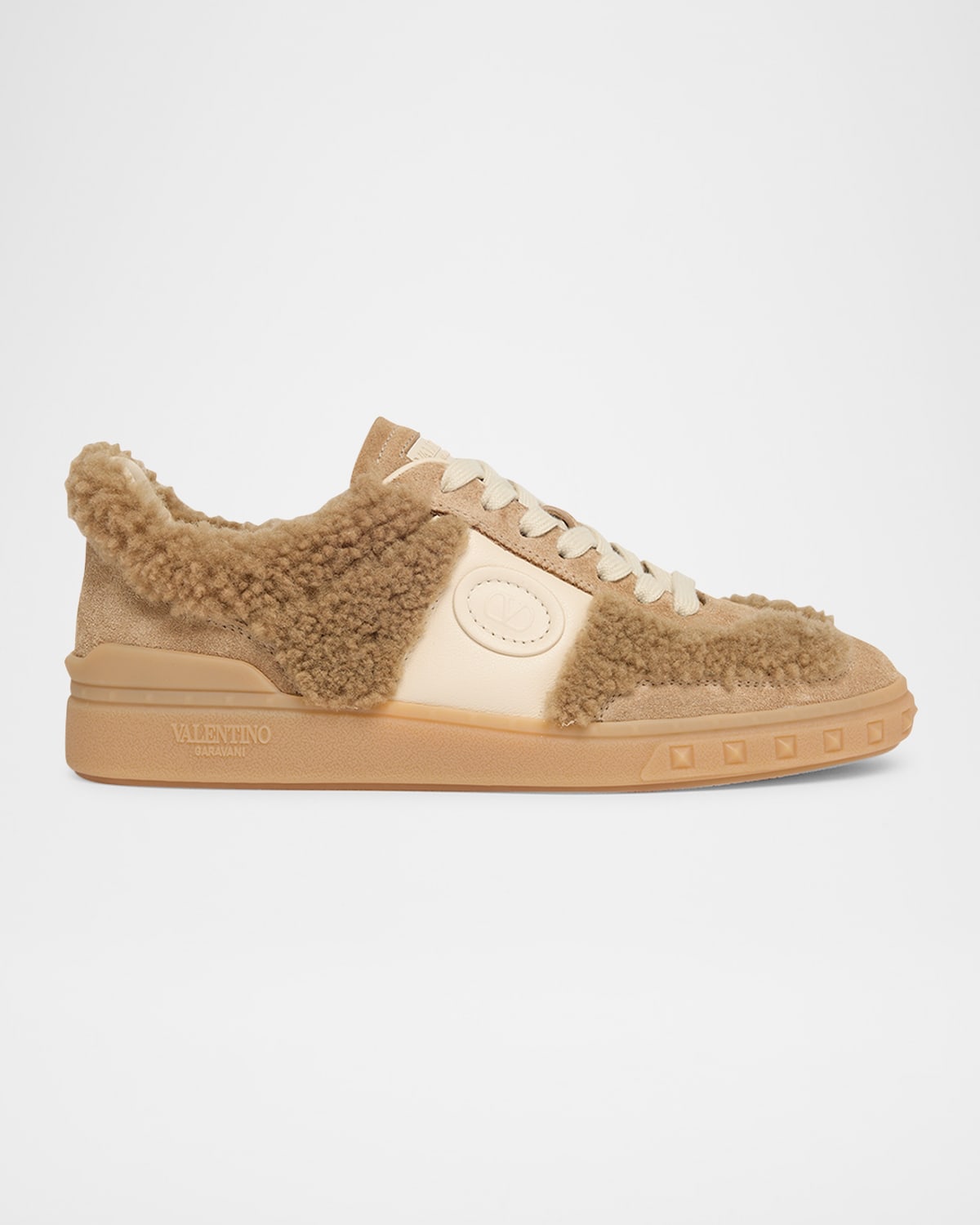 Valentino Garavani Upvillage Suede Shearling Low-top Sneakers