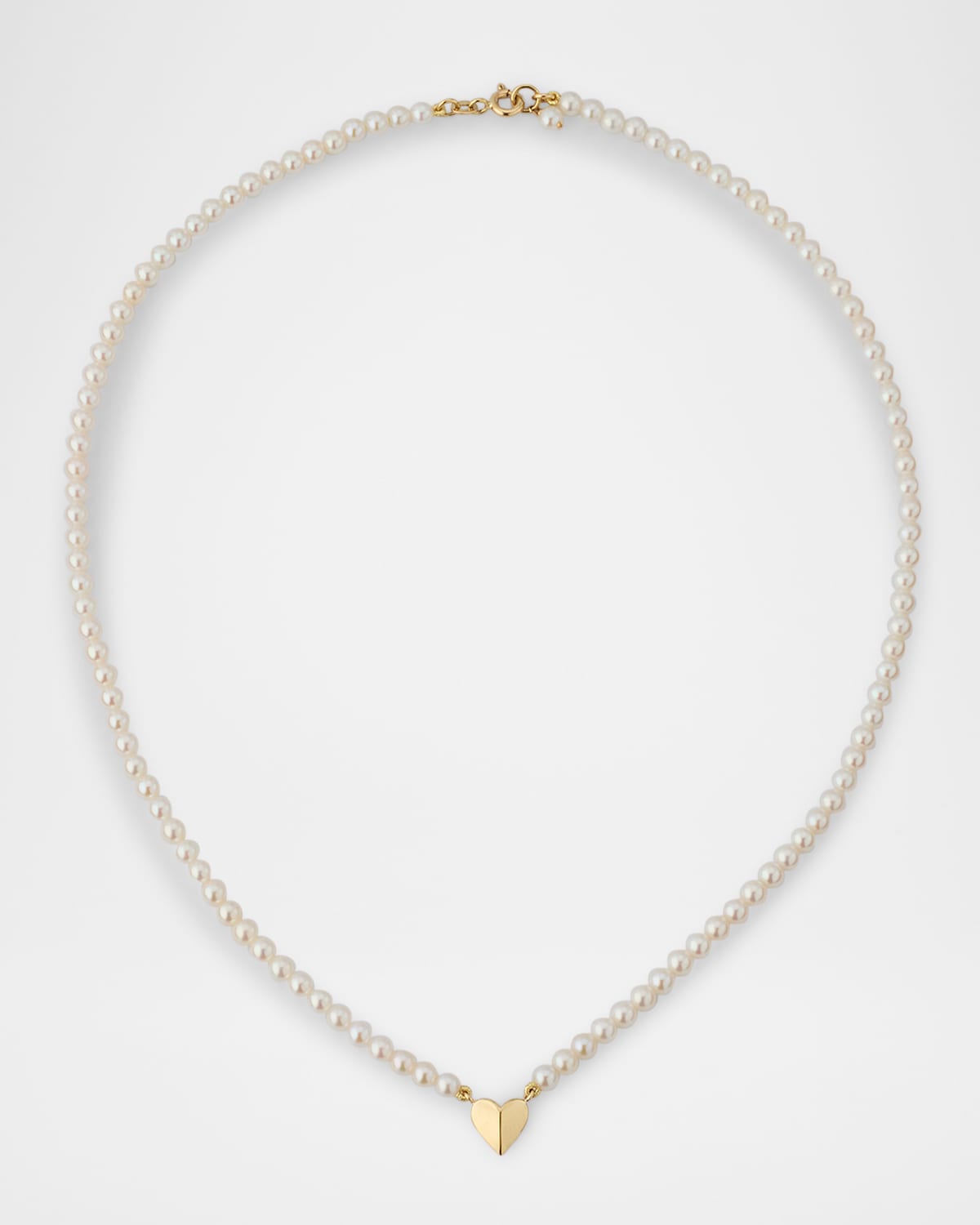 Folding Heart Pearl Strand Necklace