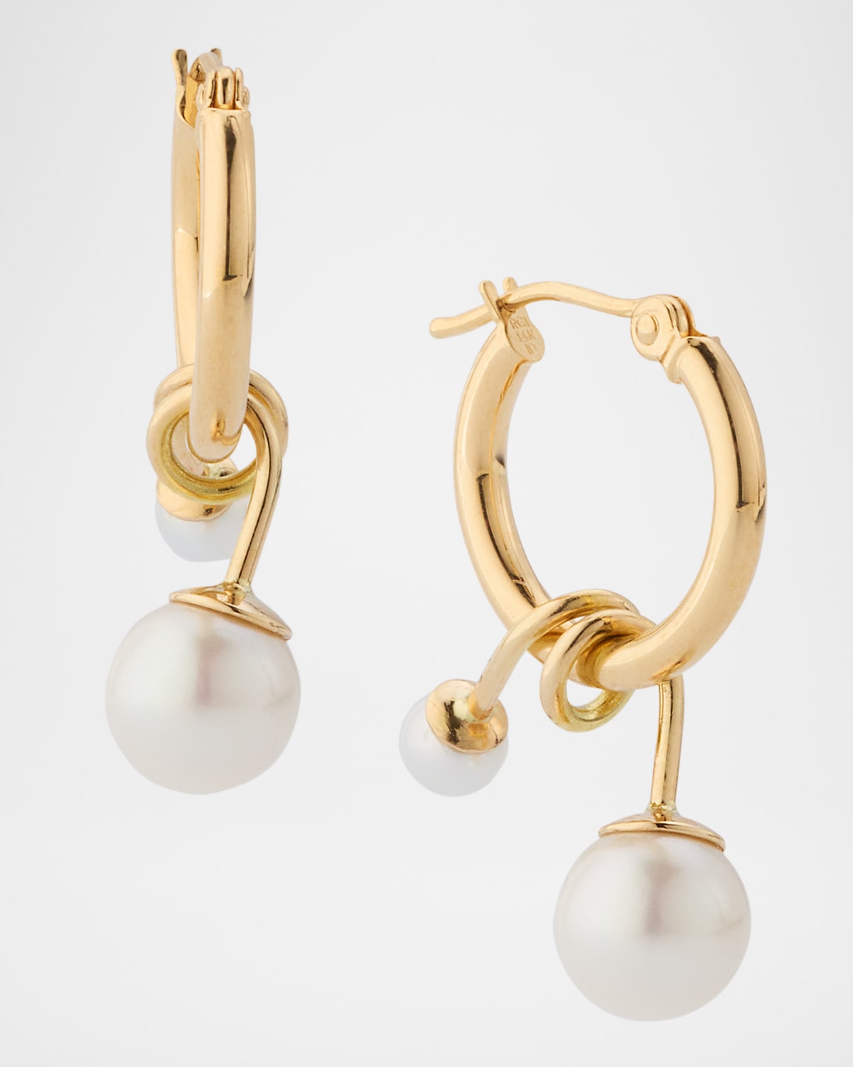 Hoop Earrings with Swirl Pearl Dangles