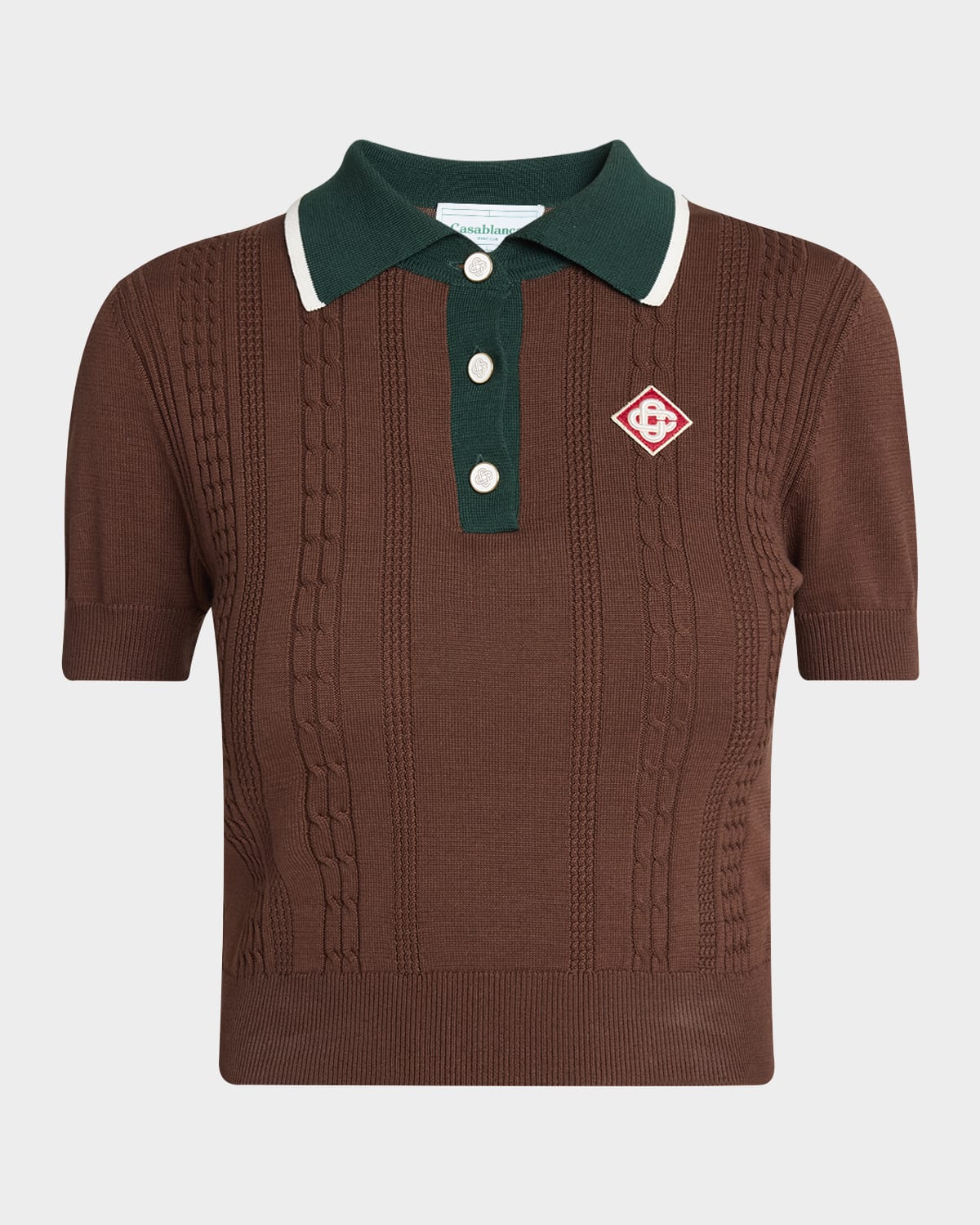 Mini Cable Knit Crop Polo Shirt