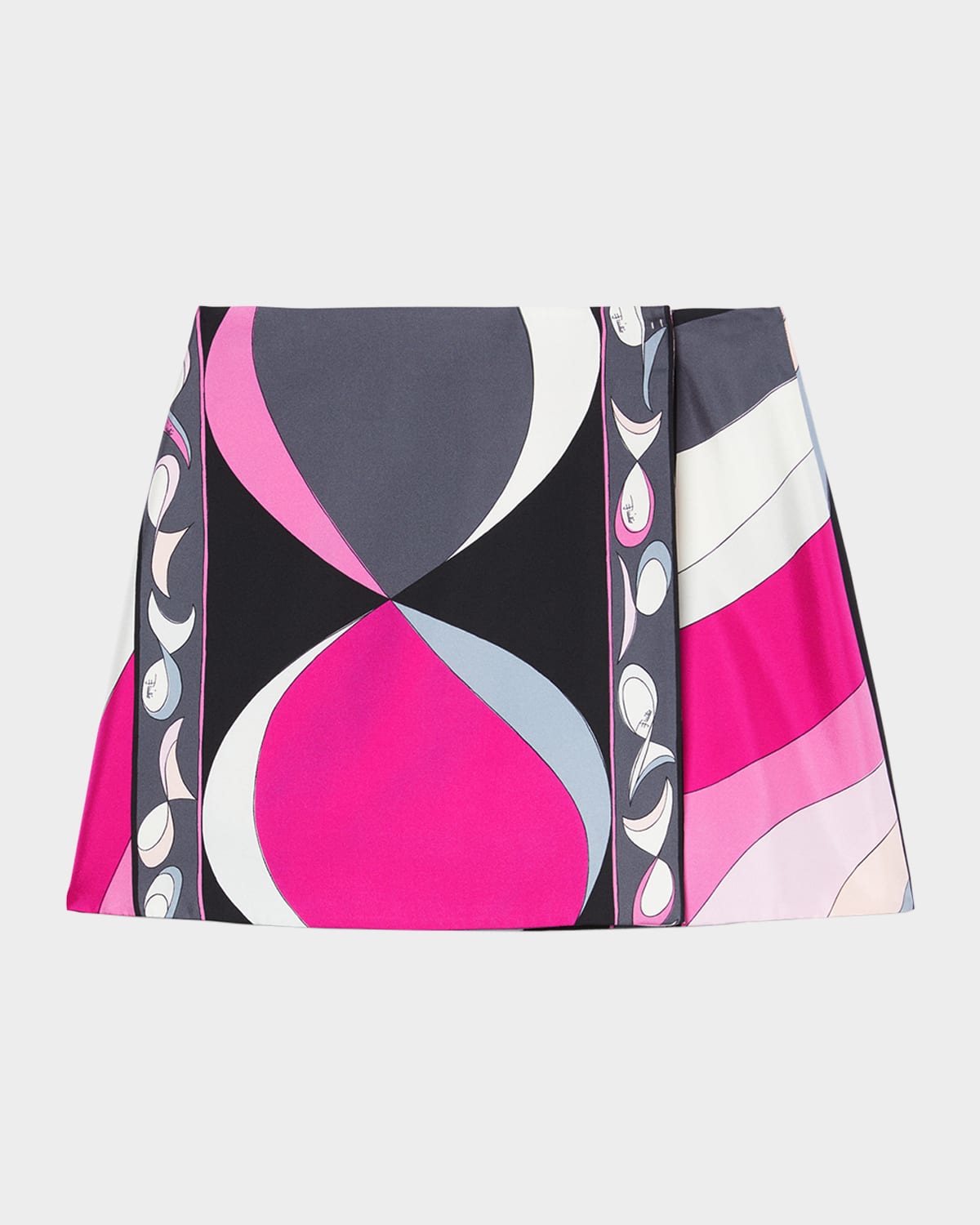 Pesci Print Silk Twill Mini Wrap Skirt