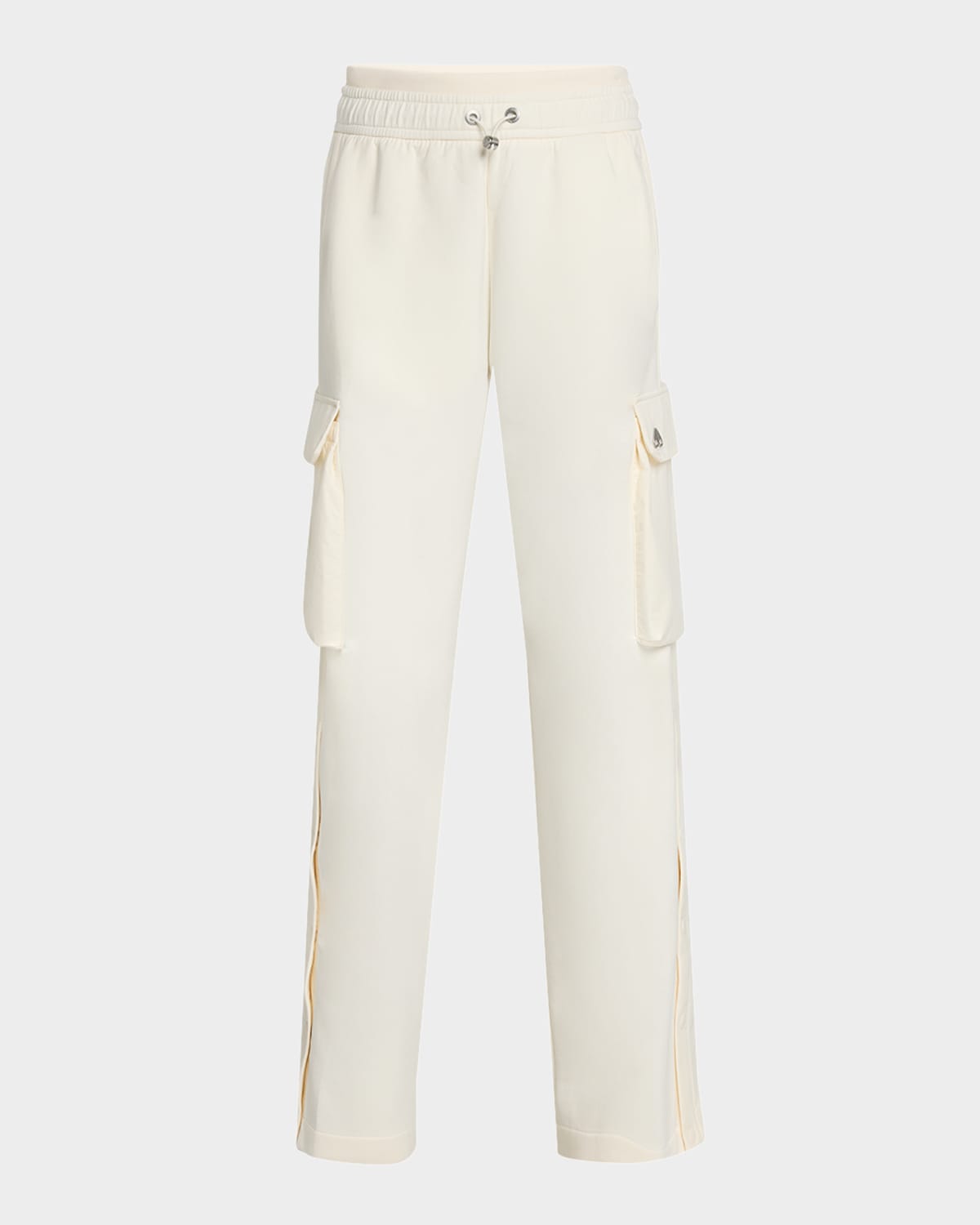 Moose Knuckles Mixed-media Drawstring Track Pants In Plaster