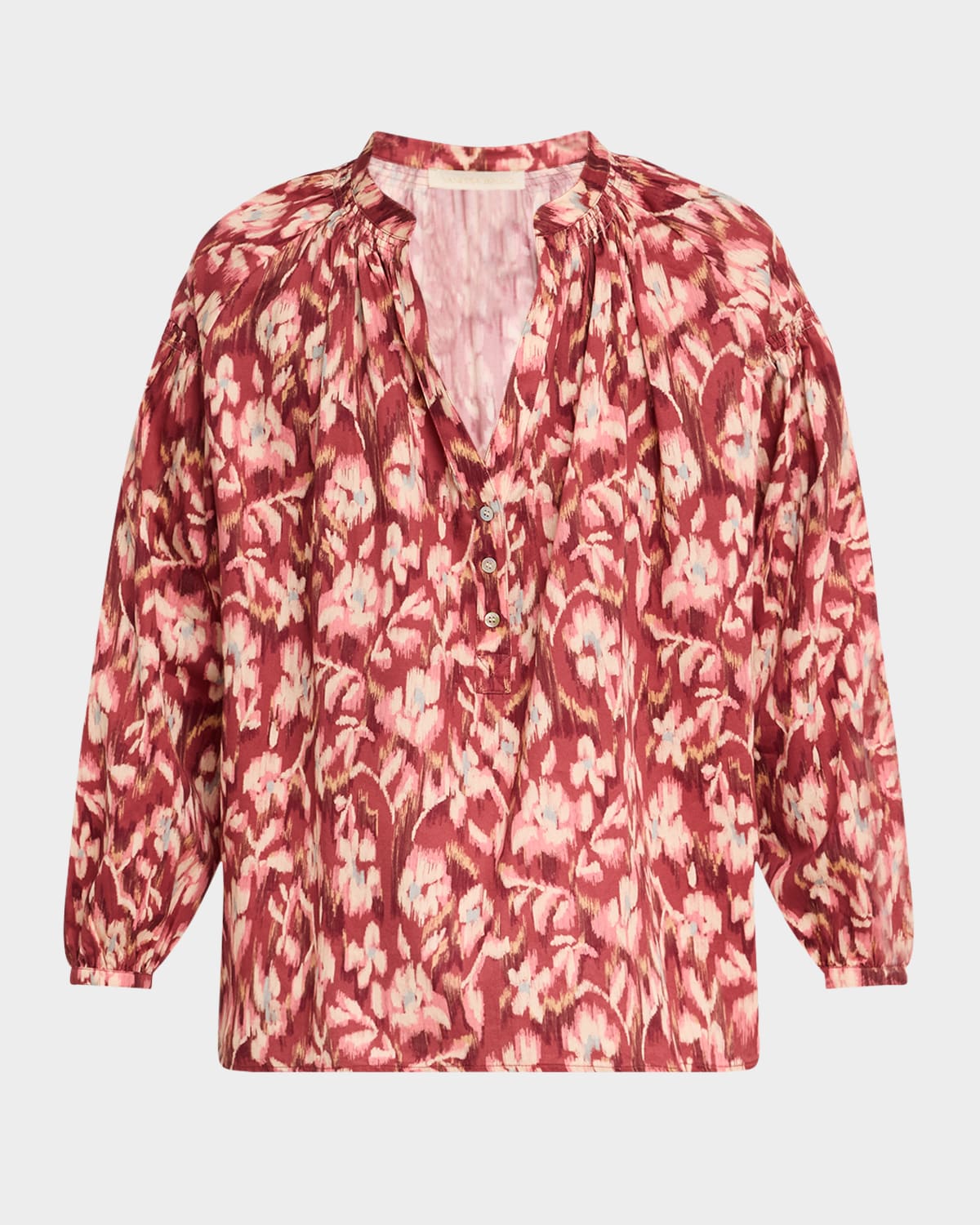 VANESSA BRUNO NIPOA RUCHED FLORAL-PRINT COTTON TOP 