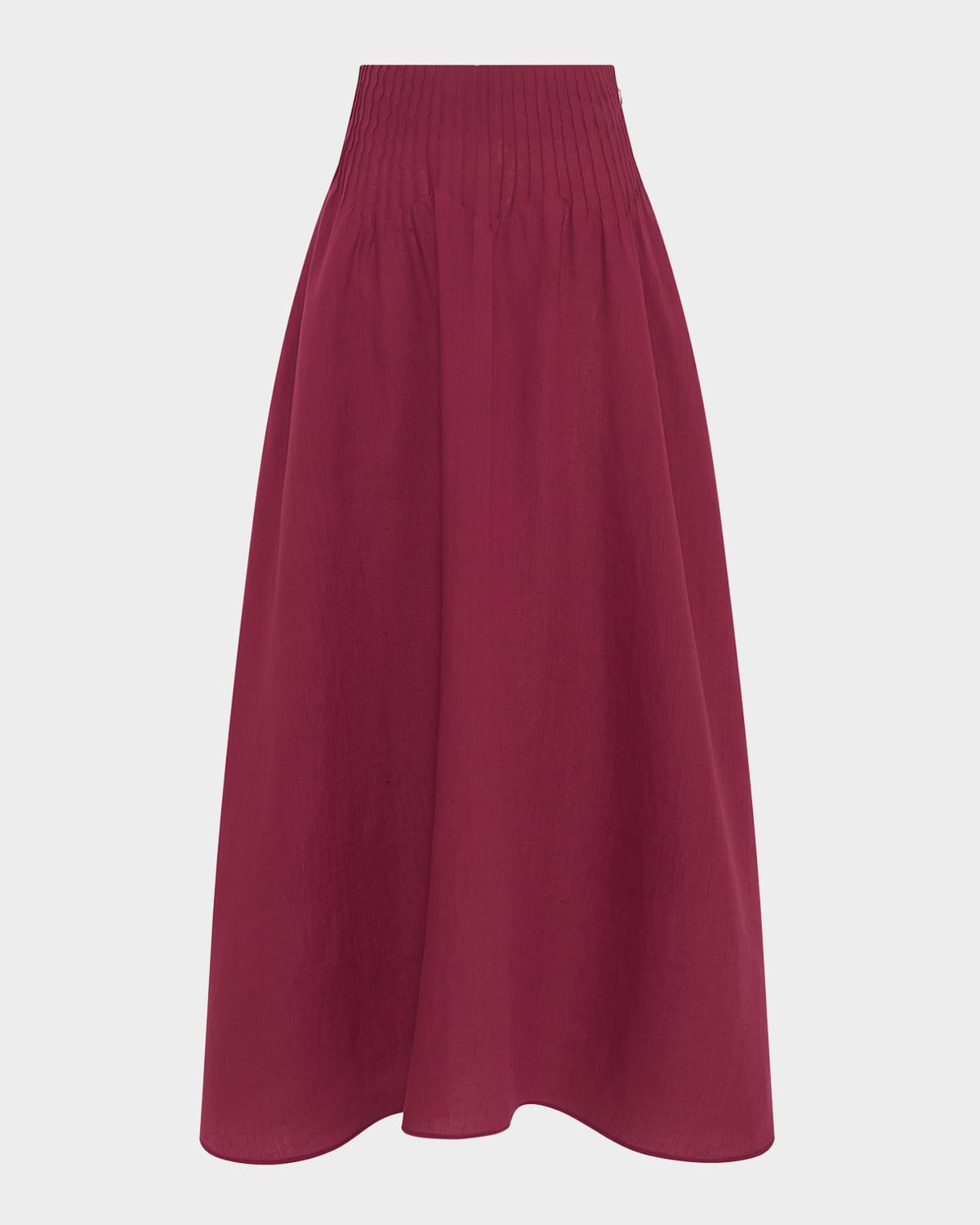 Shop Gabriela Hearst Penelope Pintuck Drop-waist Maxi Linen Skirt In Raspberry