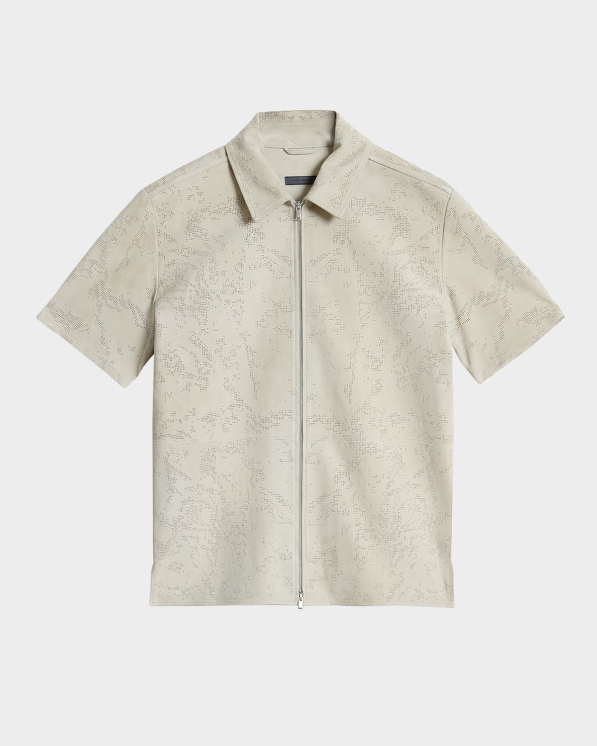 Men's Wade Perforated Suede Zip-Up Shirt