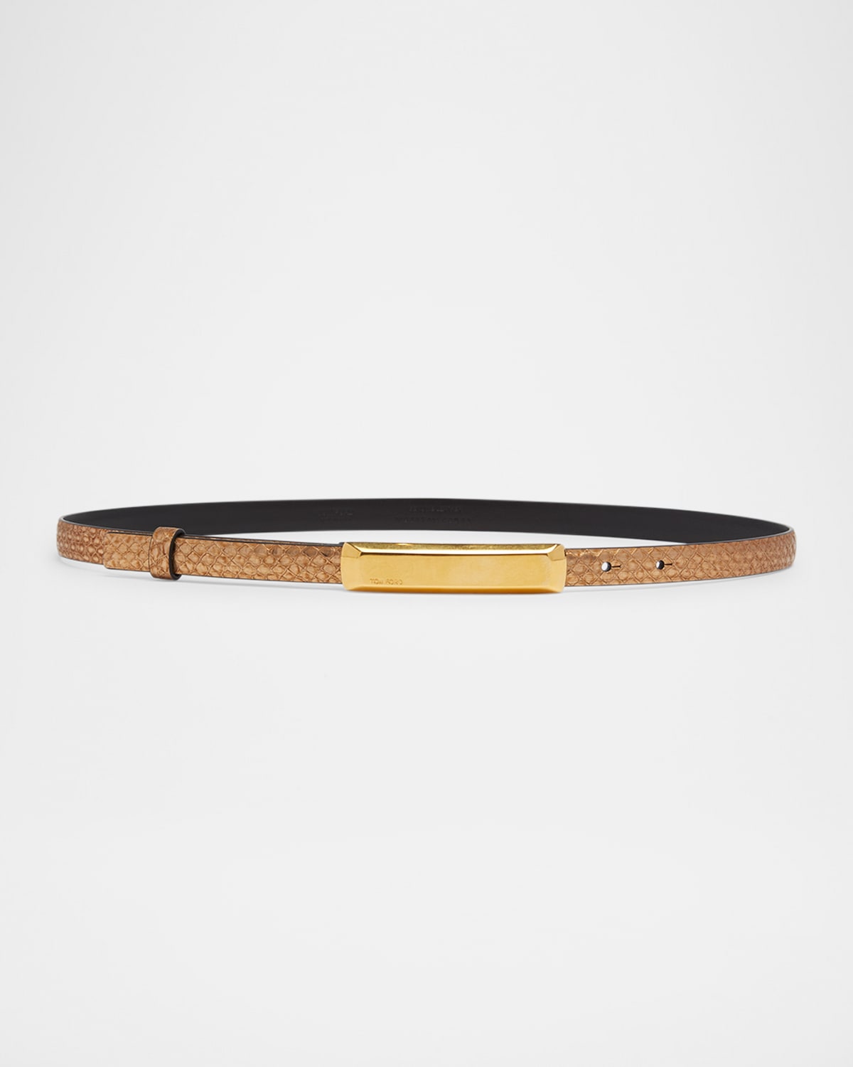 Tom Ford Adjustable Crocodile Pattern Belt With Gold-tone Buckle In Golden Copper
